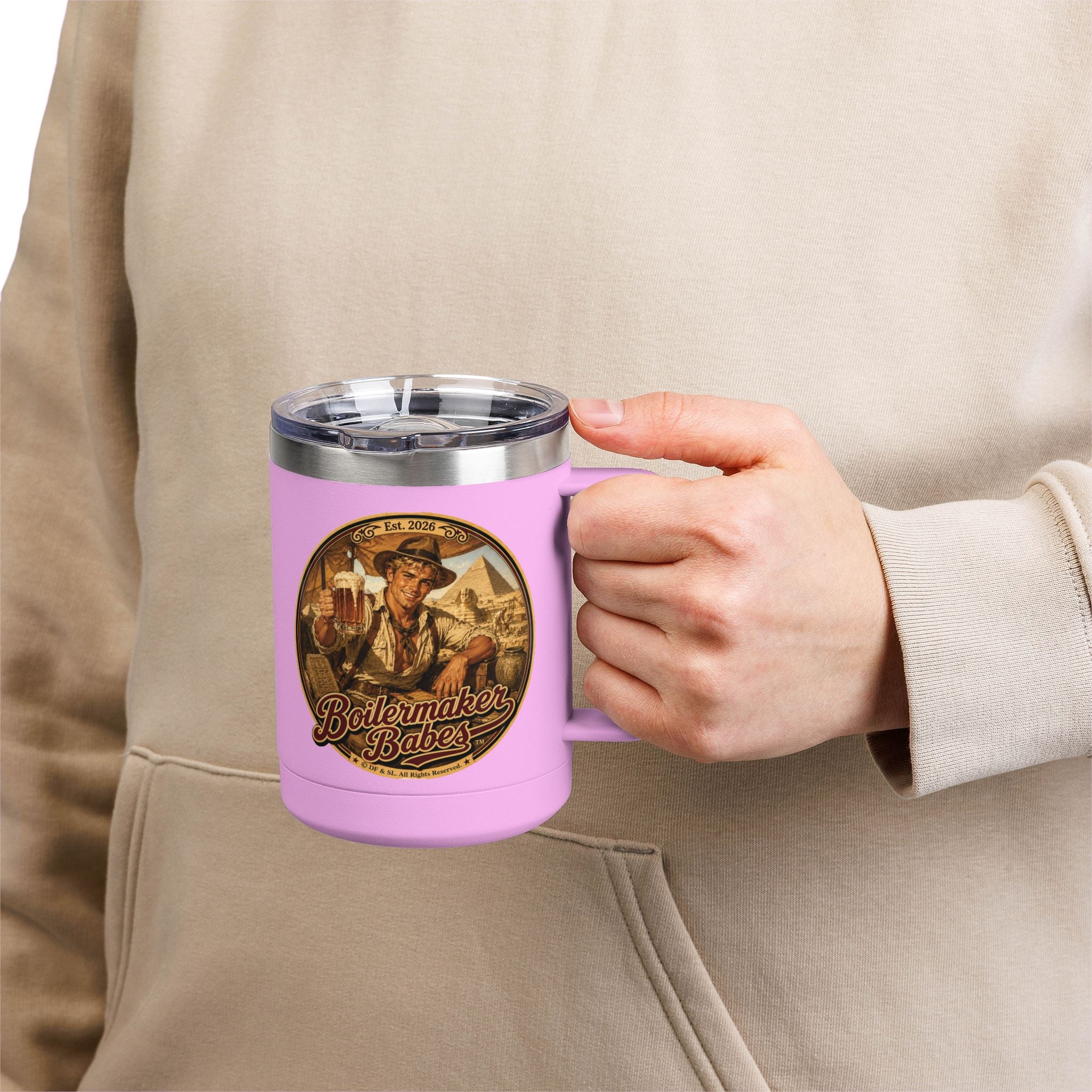 Arch! (M) – 15oz. Insulated Mug - Boilermaker Babes ™ Vintage Style Pin-Up Art