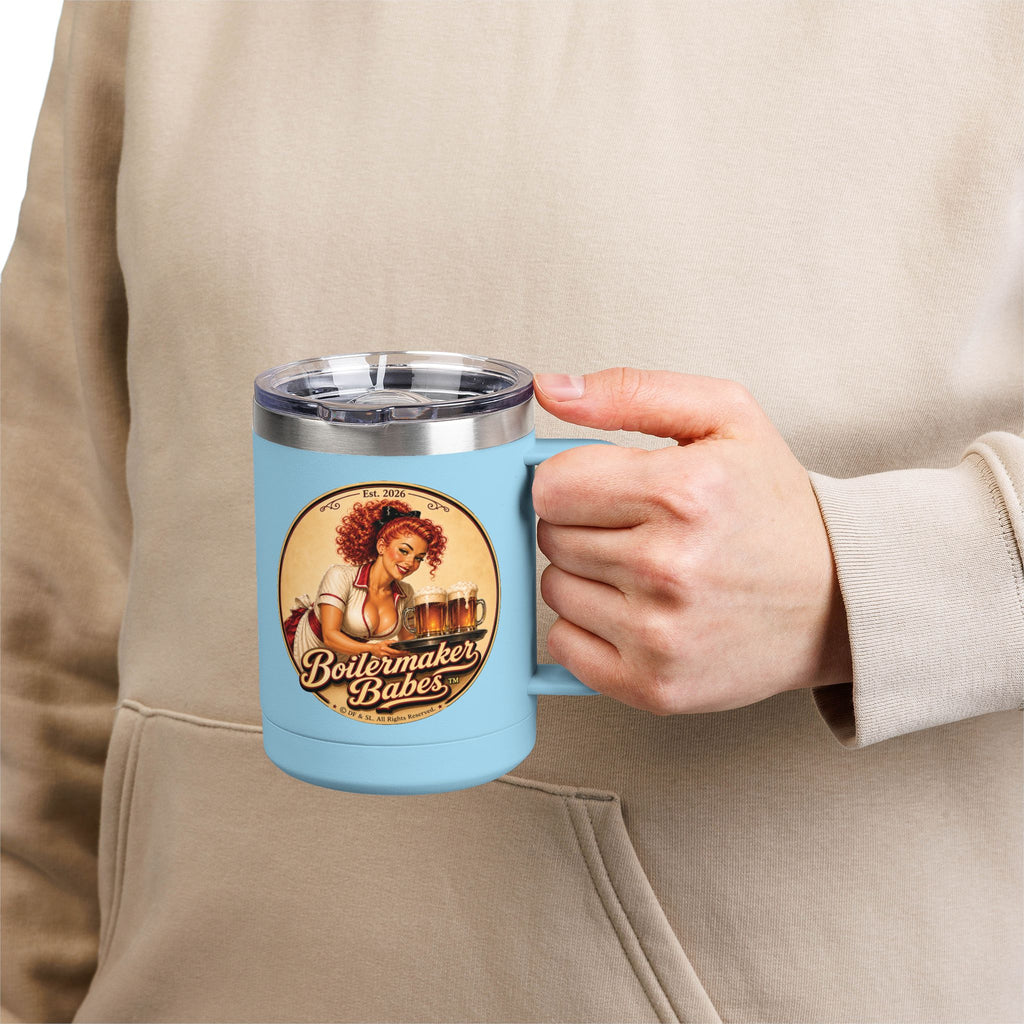 BB! (F) – 15oz. Insulated Mug - Boilermaker Babes ™ Vintage Style Pin-Up Art