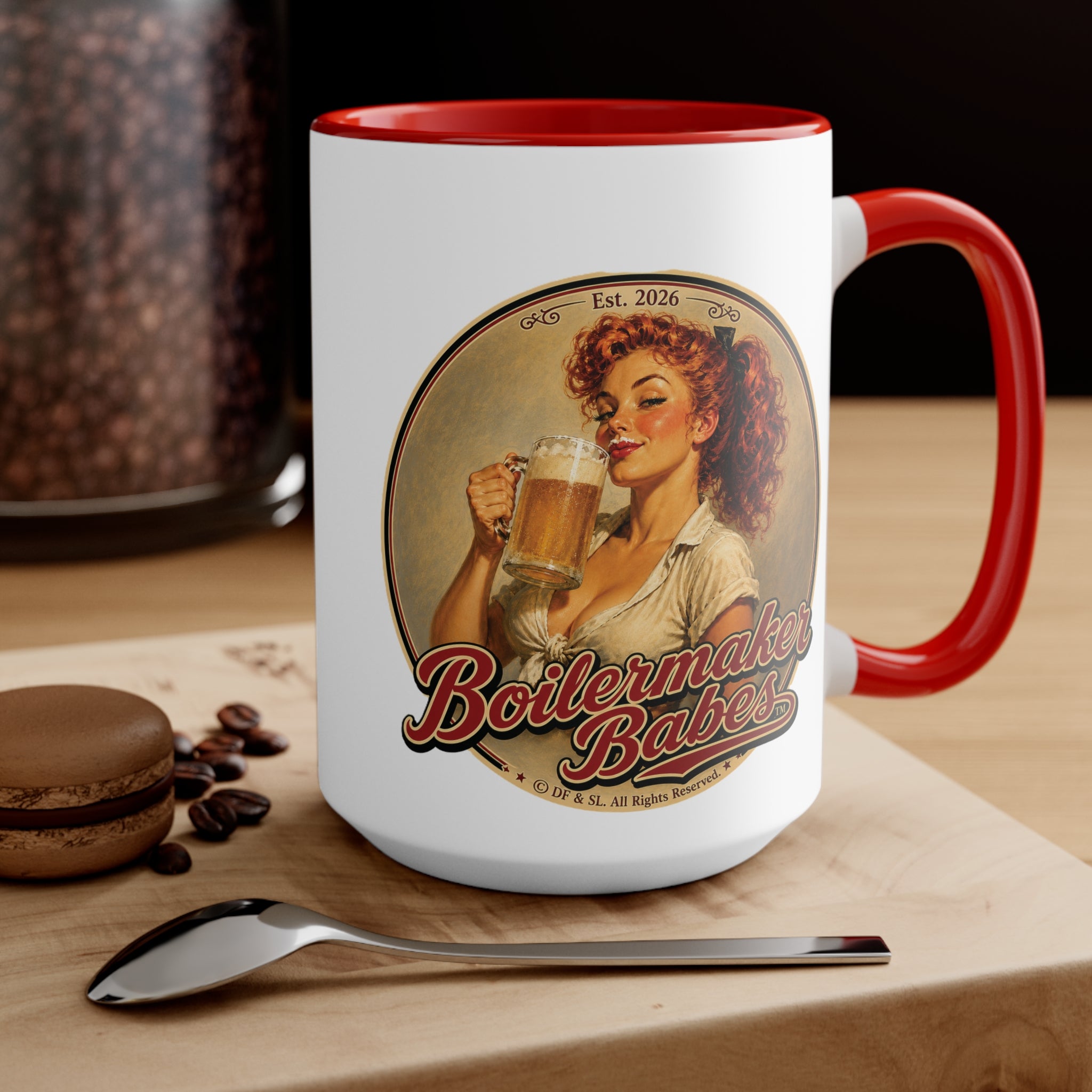 Thursti! (F) – 15oz. Accent Mug - Boilermaker Babes ™ Vintage Style Pin-Up Art
