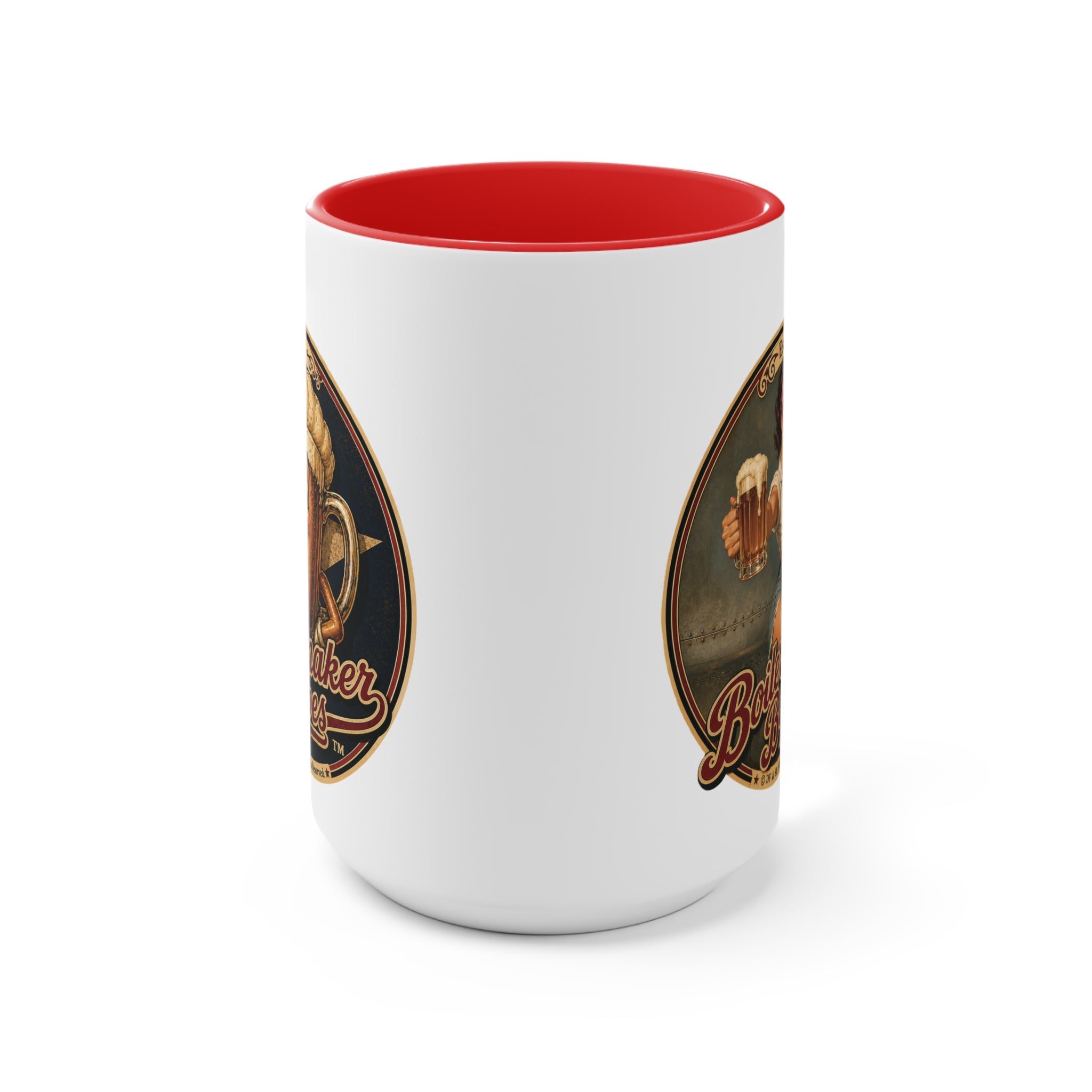 Rivets! (F) – 15oz. Accent Mug - Boilermaker Babes ™ Vintage Style Pin-Up Art