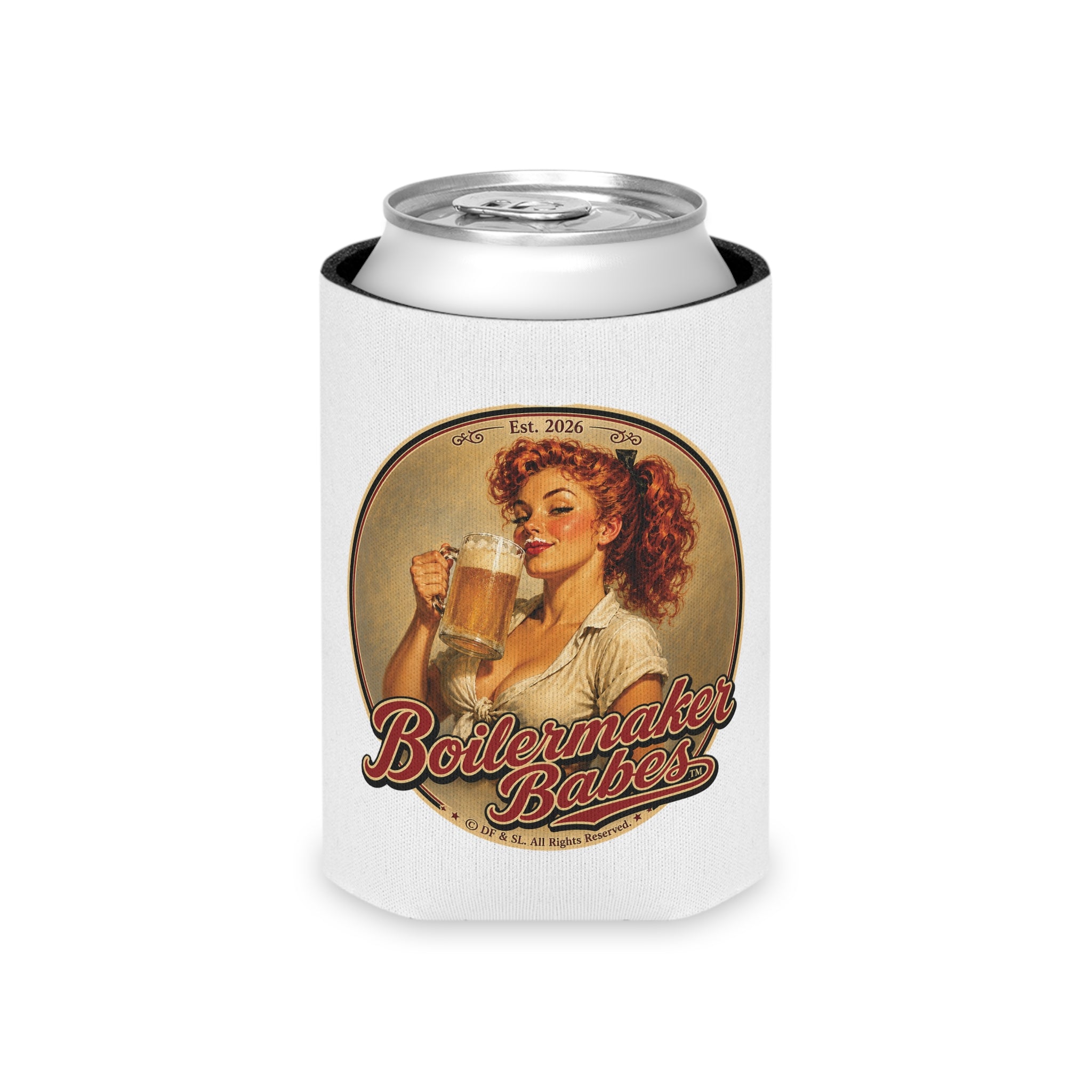 Thursti! (F) – Can Sleeve - Boilermaker Babes ™ Vintage Style Pin-Up Art