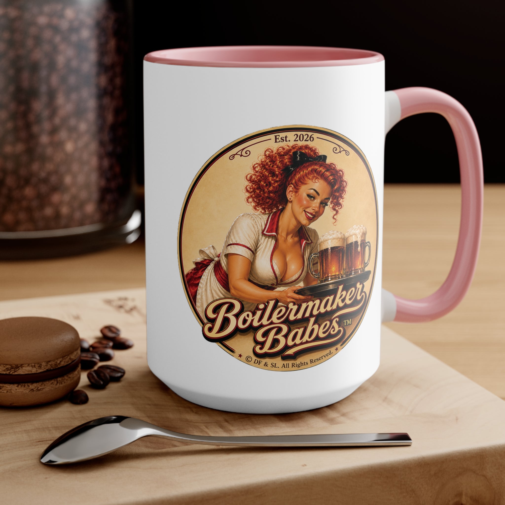 BB! (F) – 15oz. Accent Mug - Boilermaker Babes ™ Vintage Style Pin-Up Art