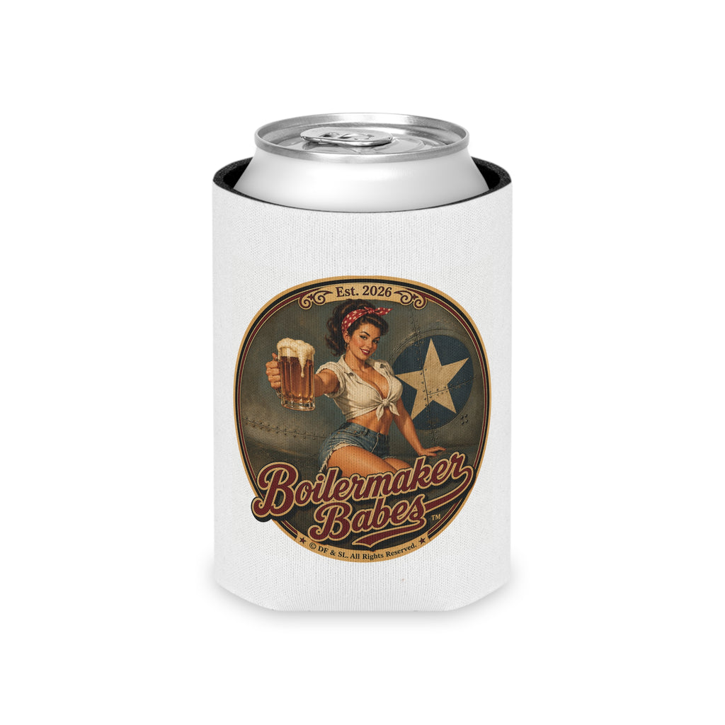 Rivets! (F) – Can Sleeve - Boilermaker Babes ™ Vintage Style Pin-Up Art