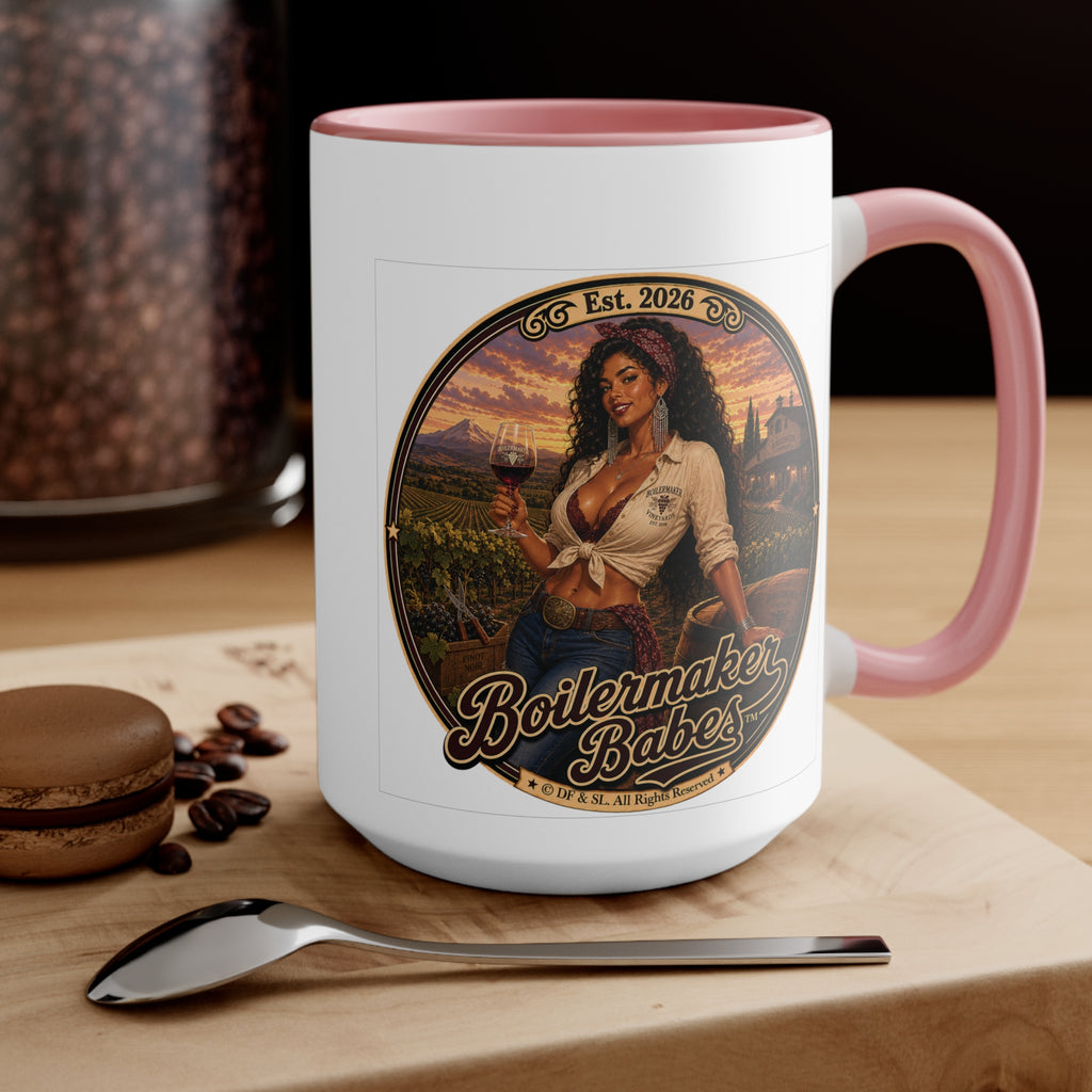 Vini! (F) – 15oz. Accent Mug - Boilermaker Babes ™ Vintage Style Pin-Up Art