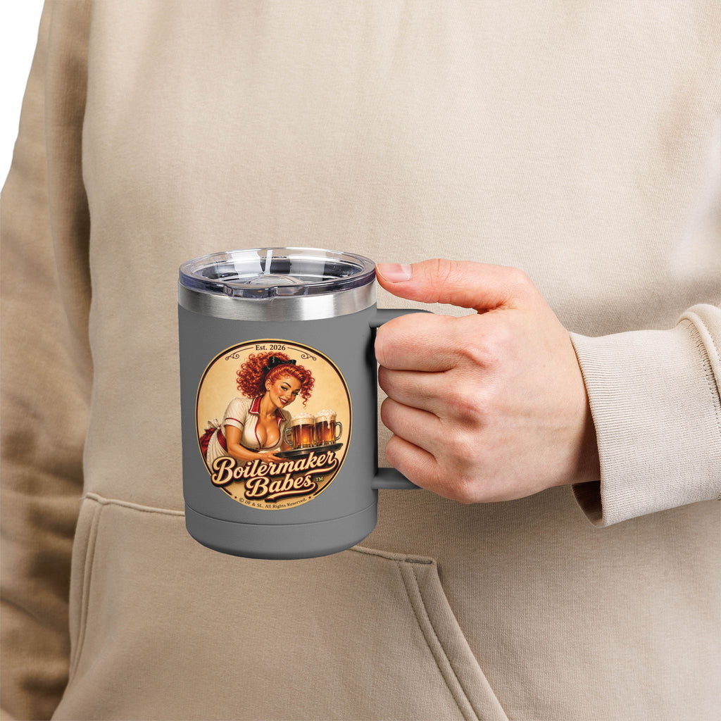 BB! (F) – 15oz. Insulated Mug - Boilermaker Babes ™ Vintage Style Pin-Up Art