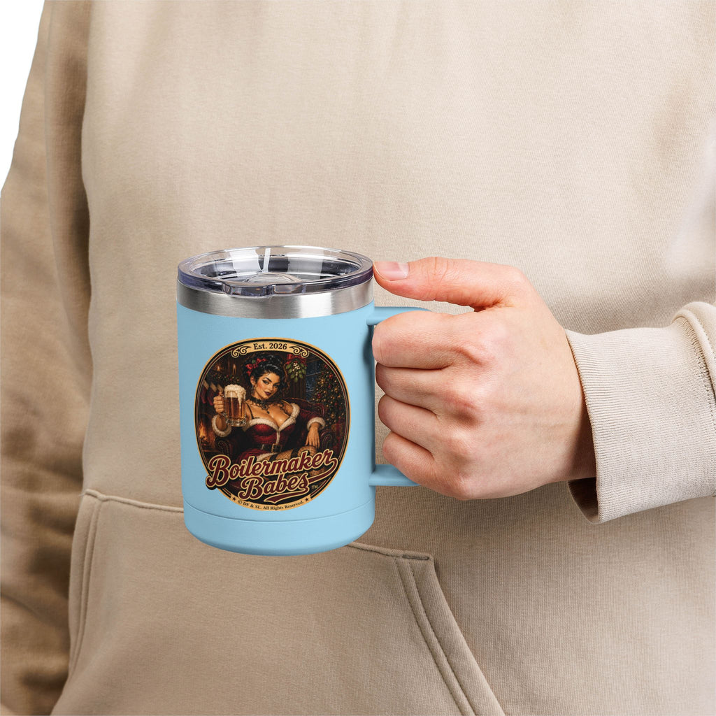Sati! (F) – 15oz. Insulated Mug - Boilermaker Babes ™ Vintage Style Pin-Up Art