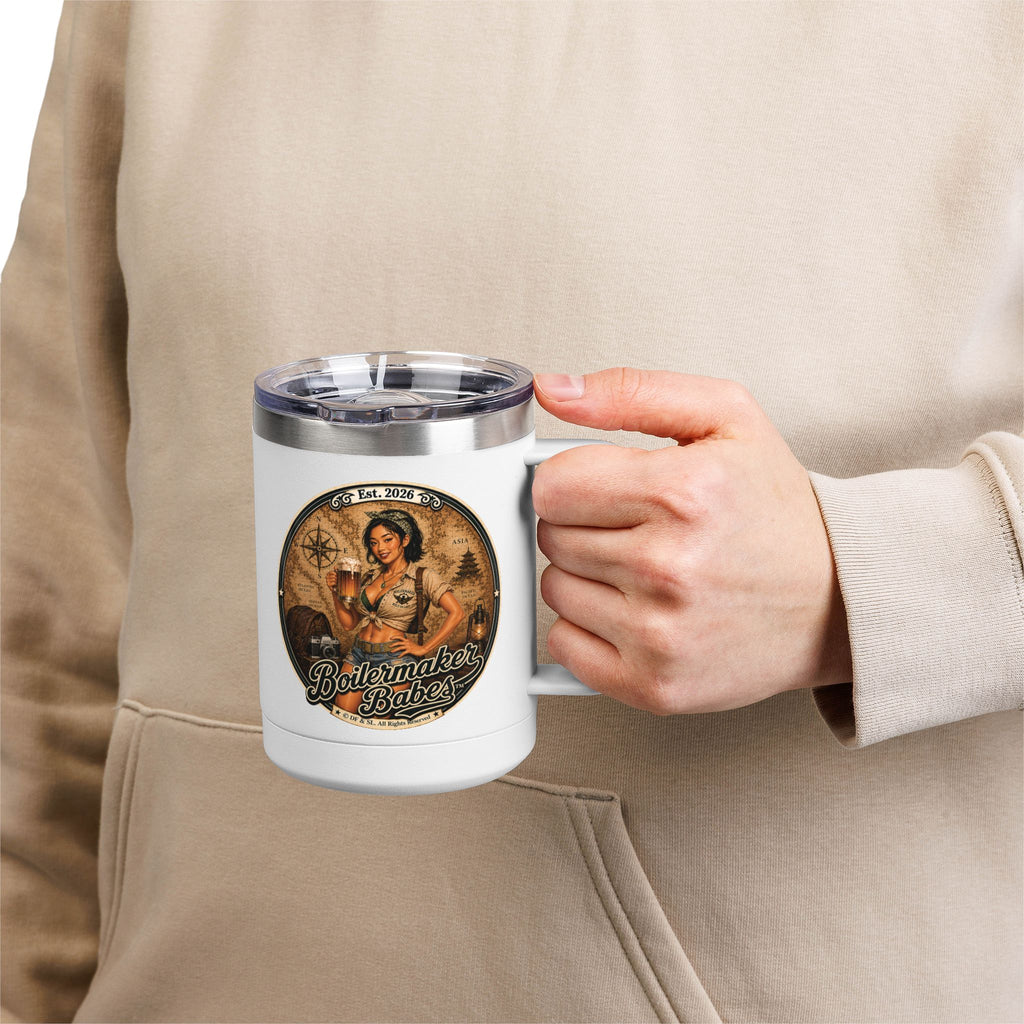 Xplore! (F) – 15oz. Insulated Mug - Boilermaker Babes ™ Vintage Style Pin-Up Art