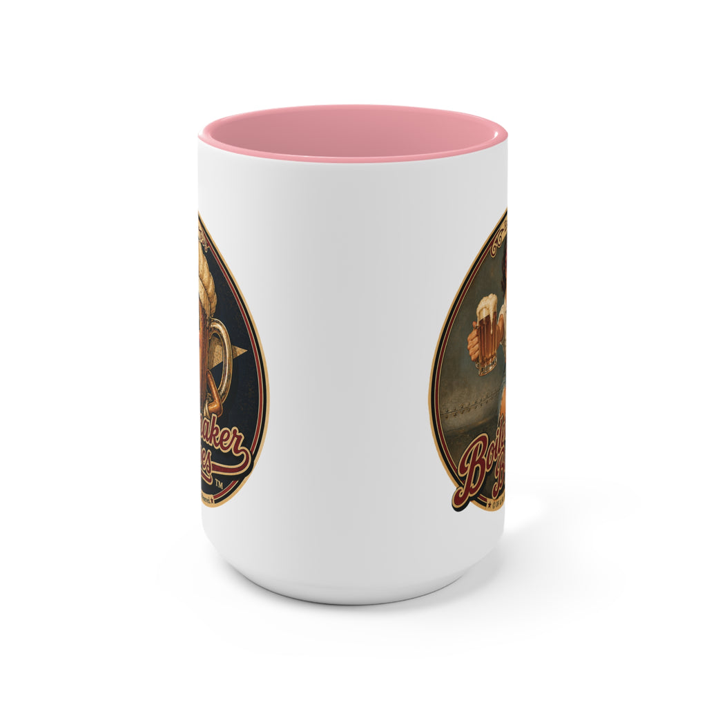Rivets! (F) – 15oz. Accent Mug - Boilermaker Babes ™ Vintage Style Pin-Up Art