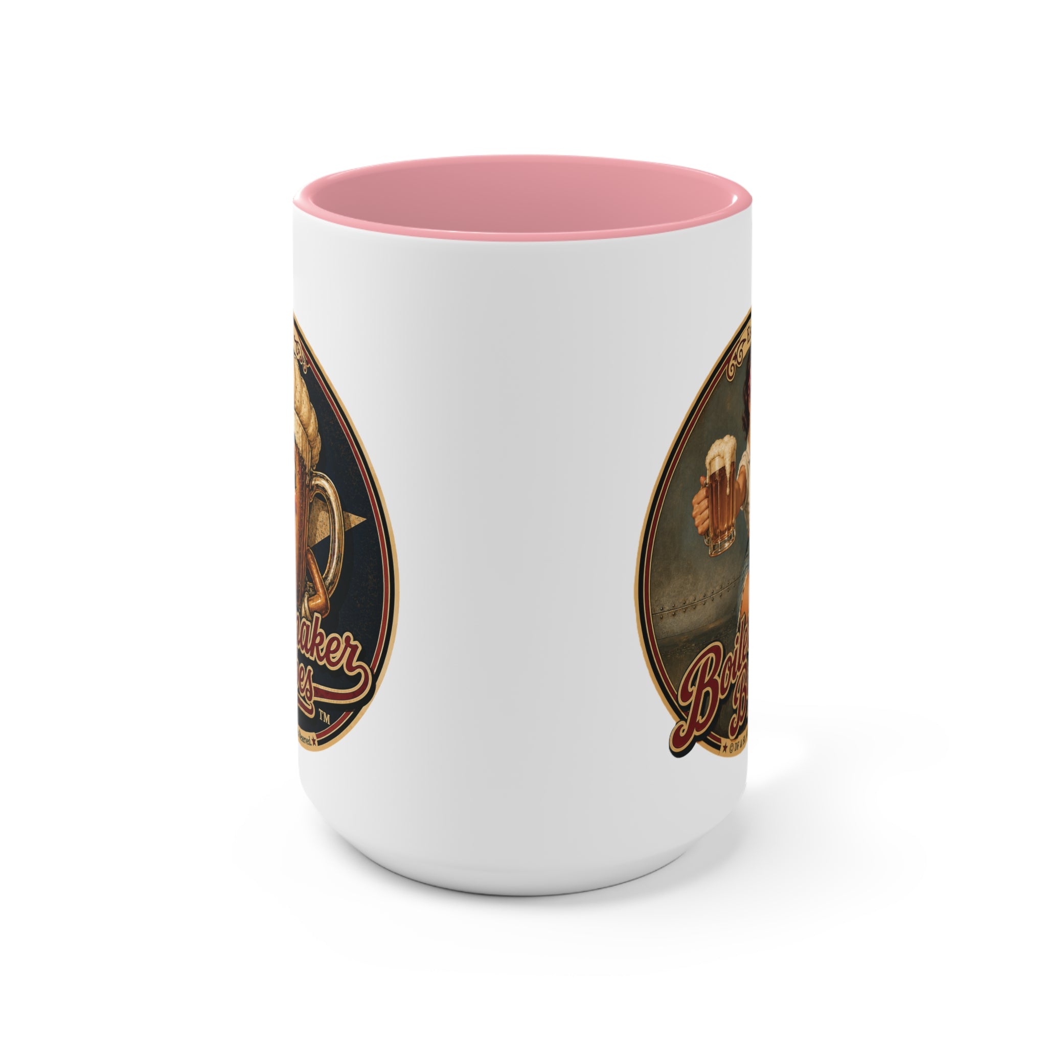 Rivets! (F) – 15oz. Accent Mug - Boilermaker Babes ™ Vintage Style Pin-Up Art