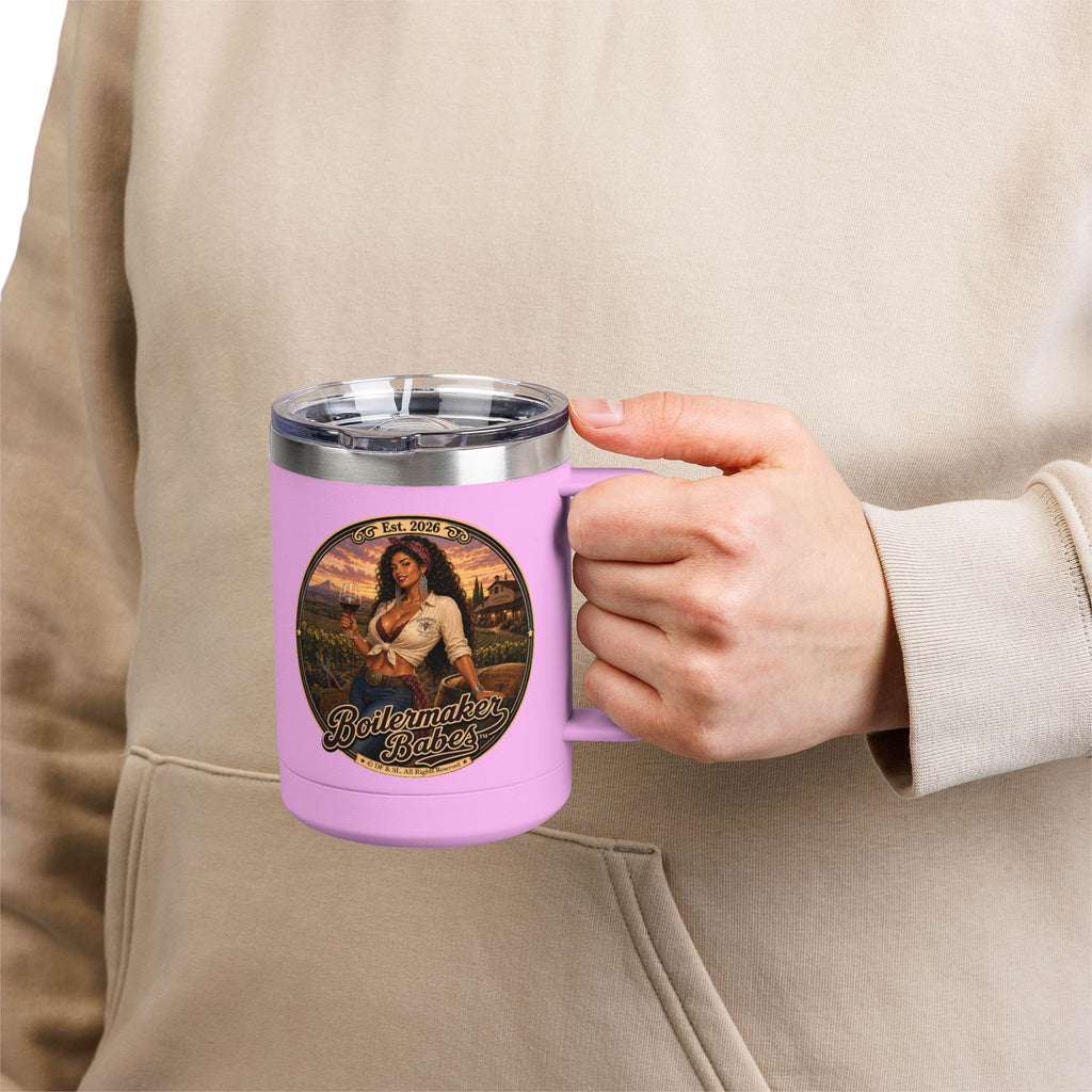 Vini! (F) – 15oz. Insulated Mug - Boilermaker Babes ™ Vintage Style Pin-Up Art