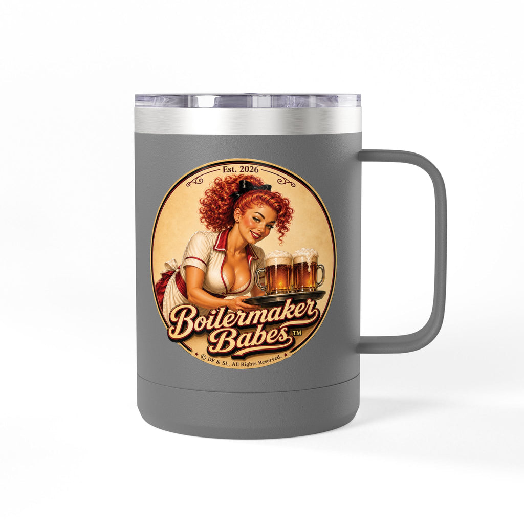 BB! (F) – 15oz. Insulated Mug - Boilermaker Babes ™ Vintage Style Pin-Up Art