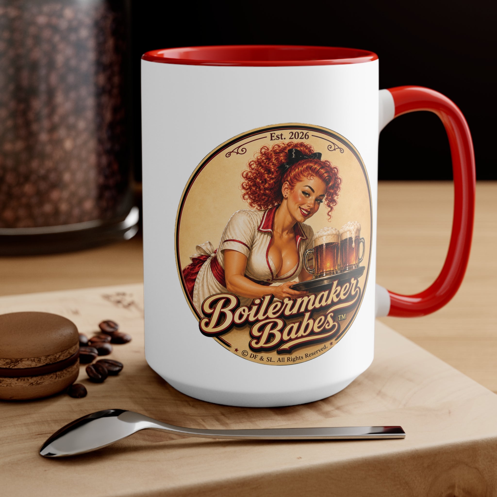 BB! (F) – 15oz. Accent Mug - Boilermaker Babes ™ Vintage Style Pin-Up Art