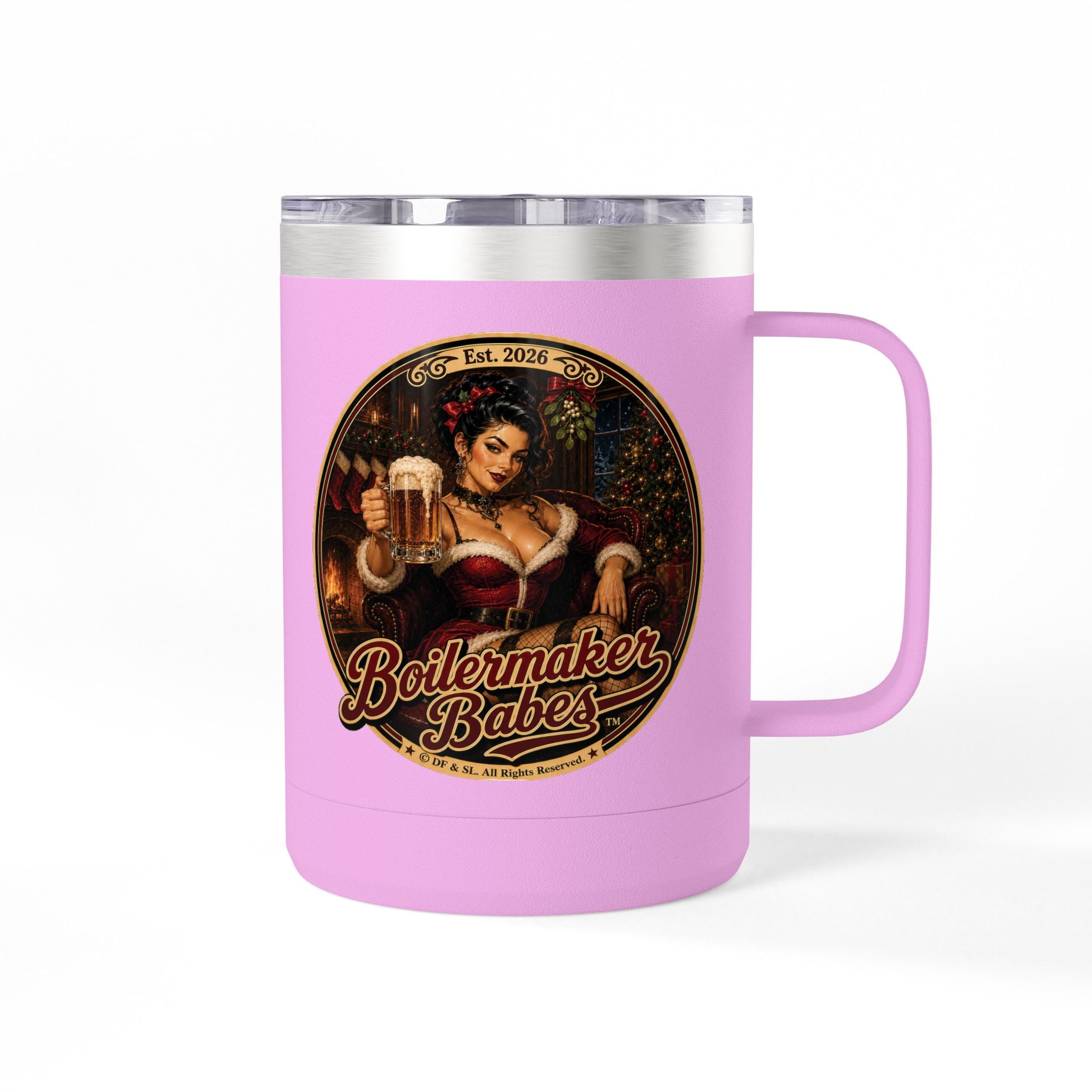 Sati! (F) – 15oz. Insulated Mug - Boilermaker Babes ™ Vintage Style Pin-Up Art