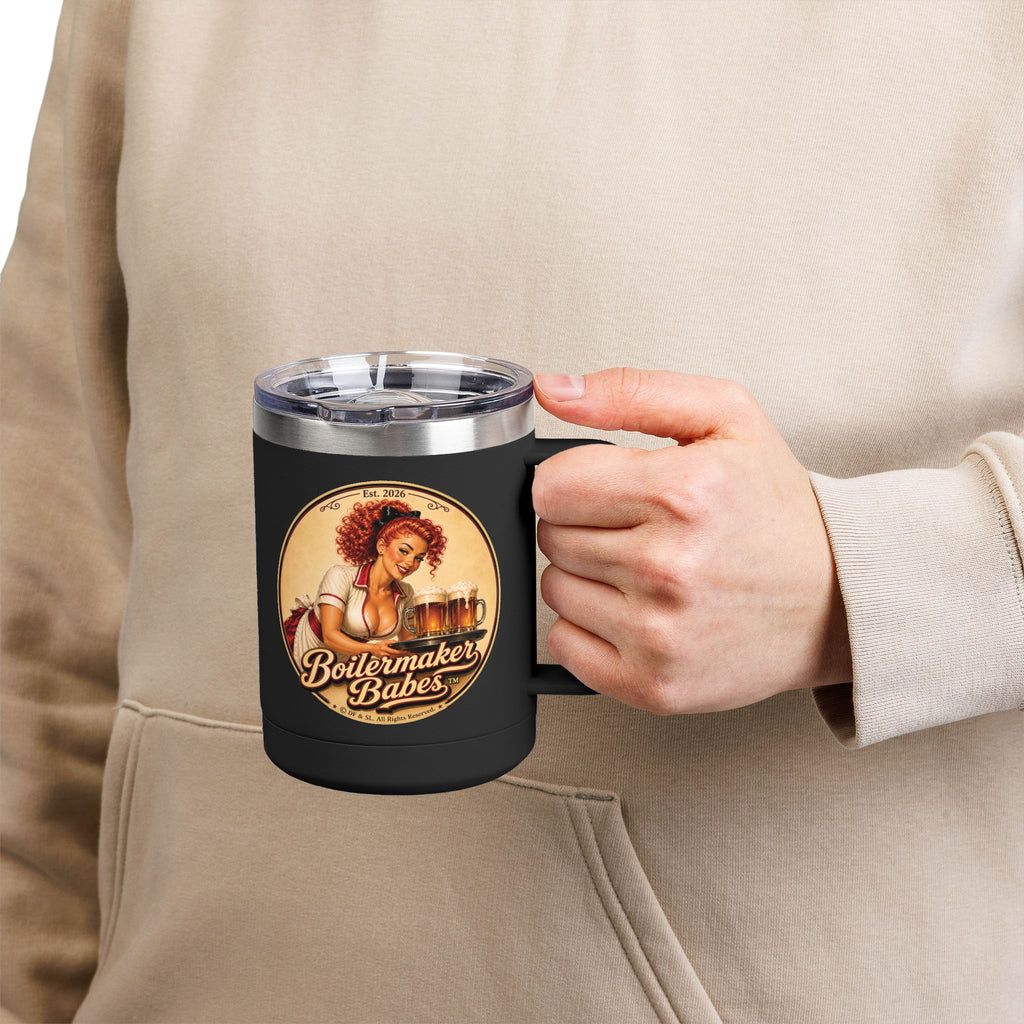BB! (F) – 15oz. Insulated Mug - Boilermaker Babes ™ Vintage Style Pin-Up Art