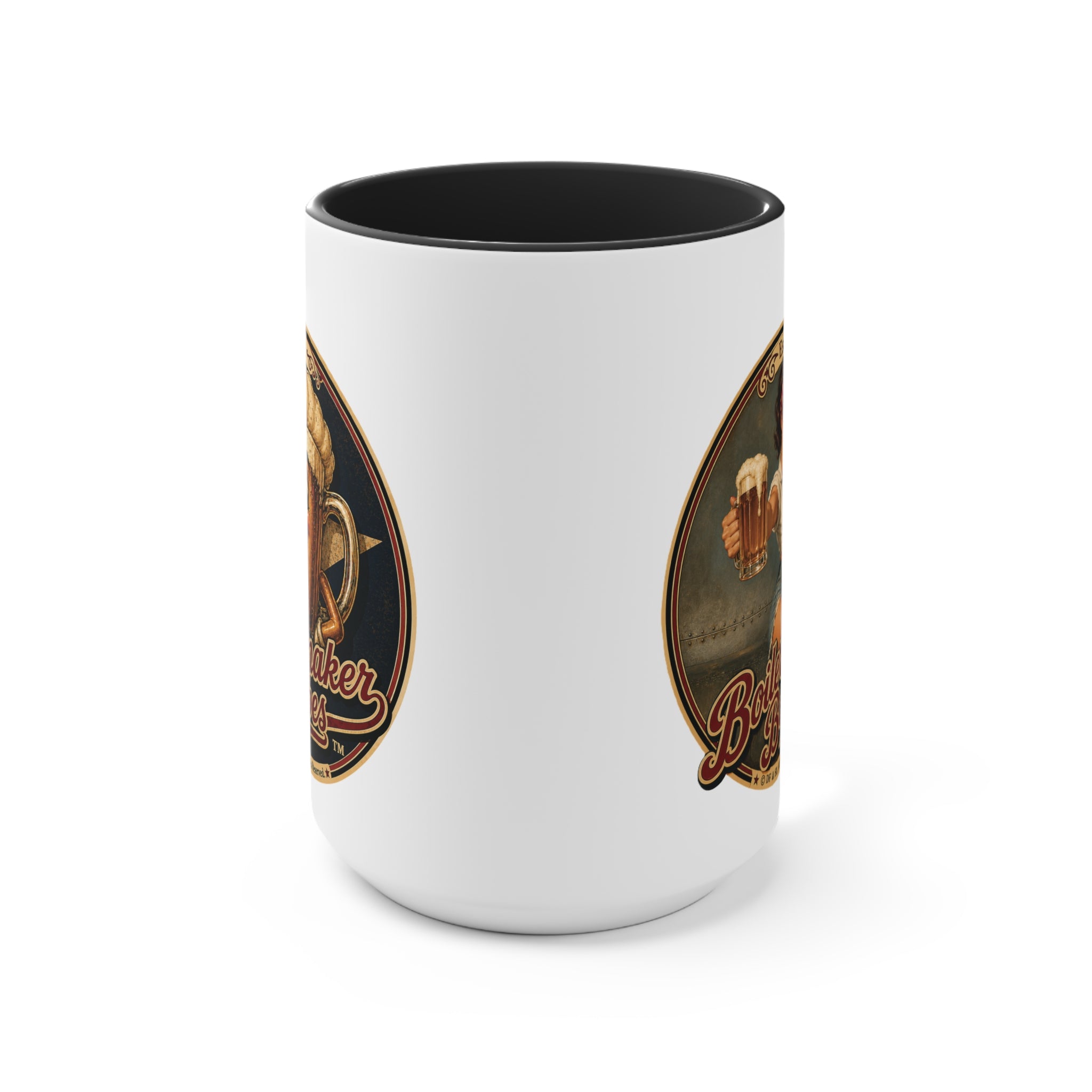 Rivets! (F) – 15oz. Accent Mug - Boilermaker Babes ™ Vintage Style Pin-Up Art
