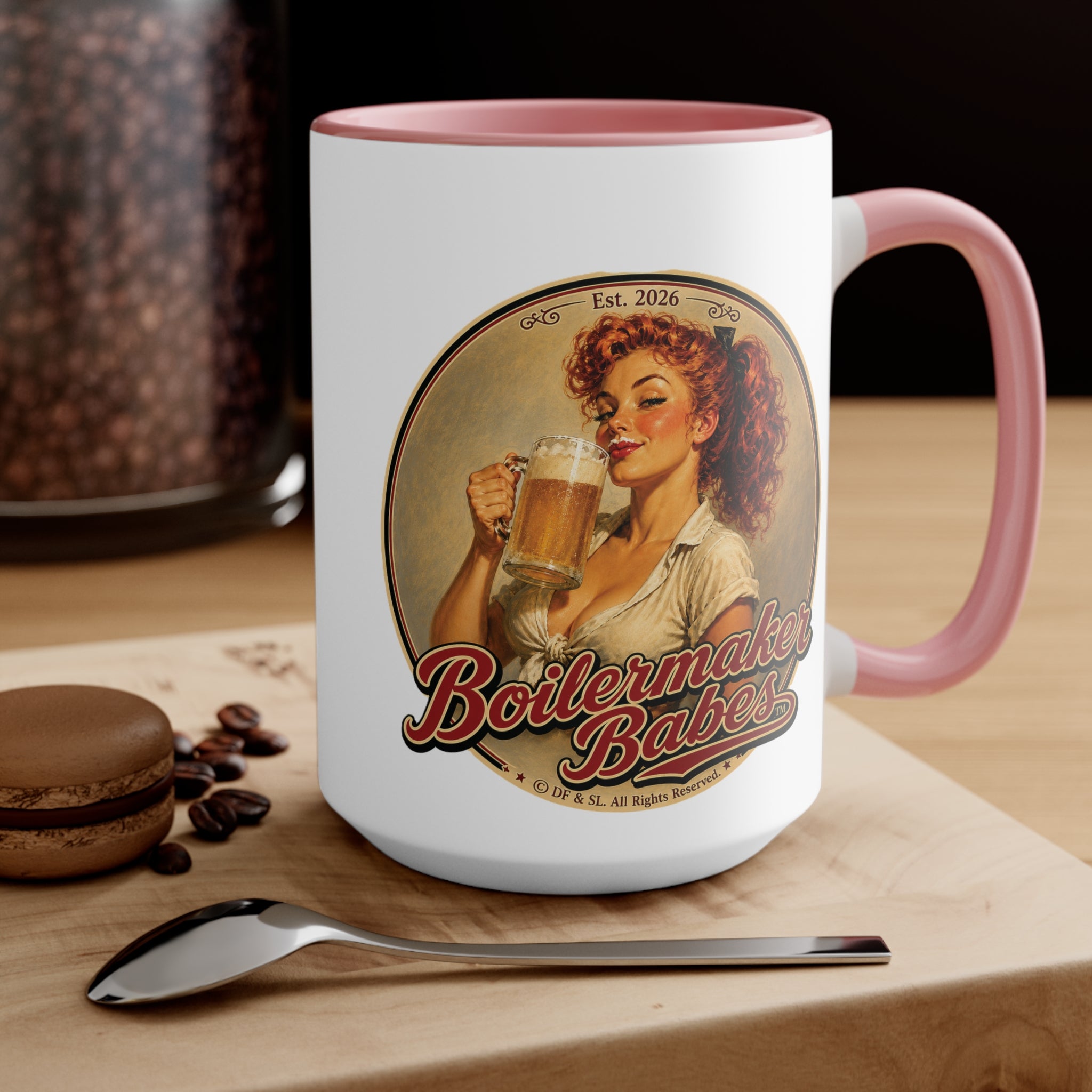 Thursti! (F) – 15oz. Accent Mug - Boilermaker Babes ™ Vintage Style Pin-Up Art