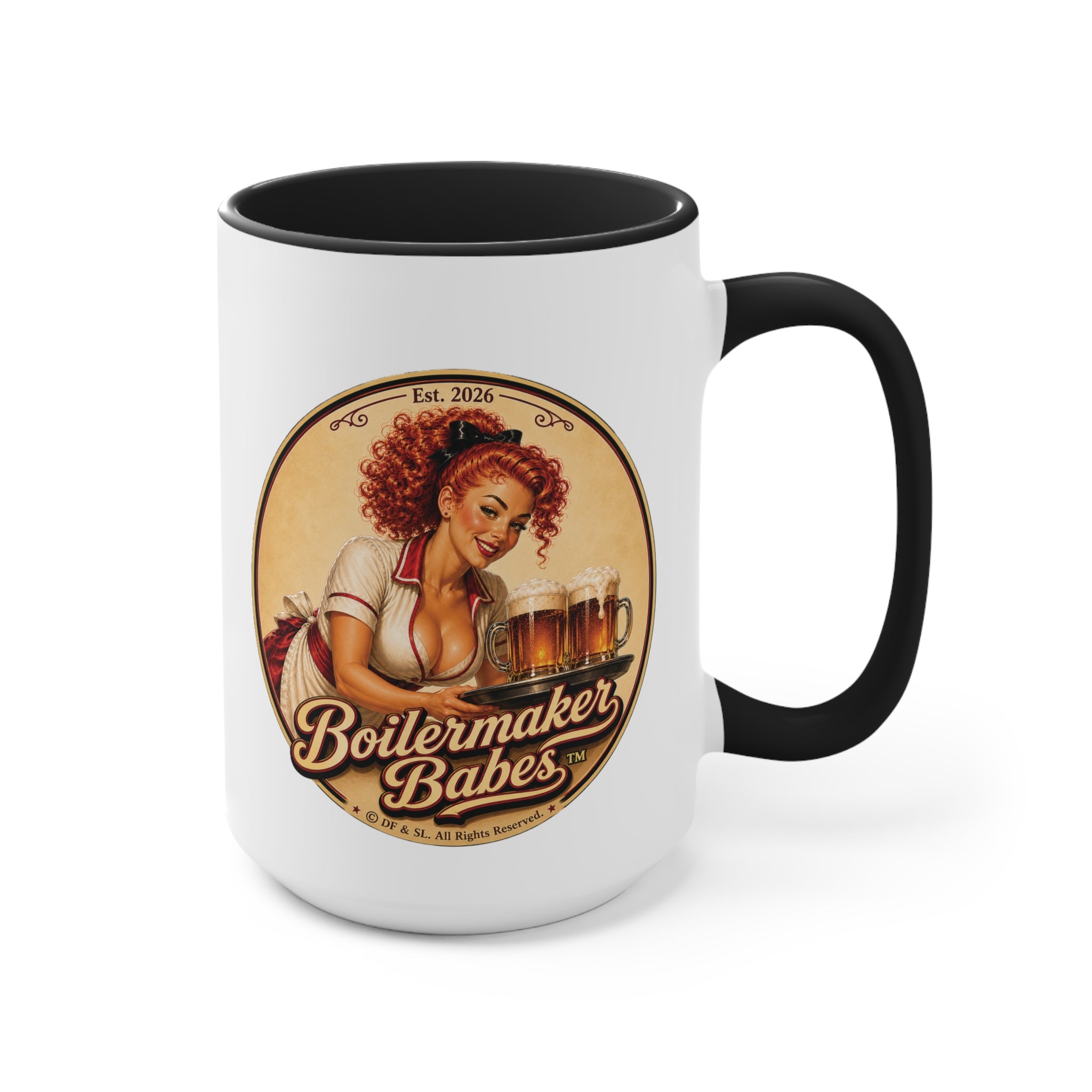 BB! (F) – 15oz. Accent Mug - Boilermaker Babes ™ Vintage Style Pin-Up Art