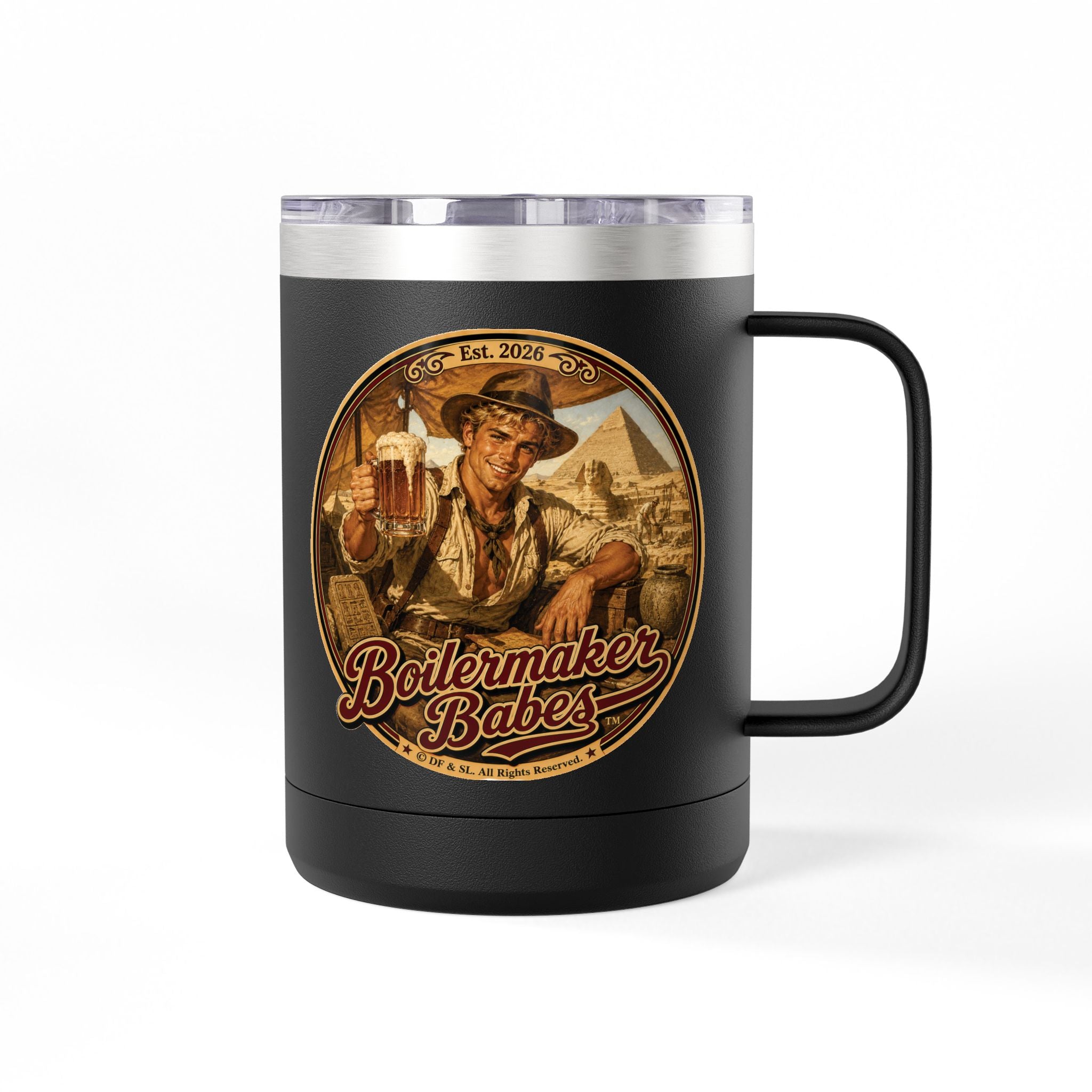 Arch! (M) – 15oz. Insulated Mug - Boilermaker Babes ™ Vintage Style Pin-Up Art