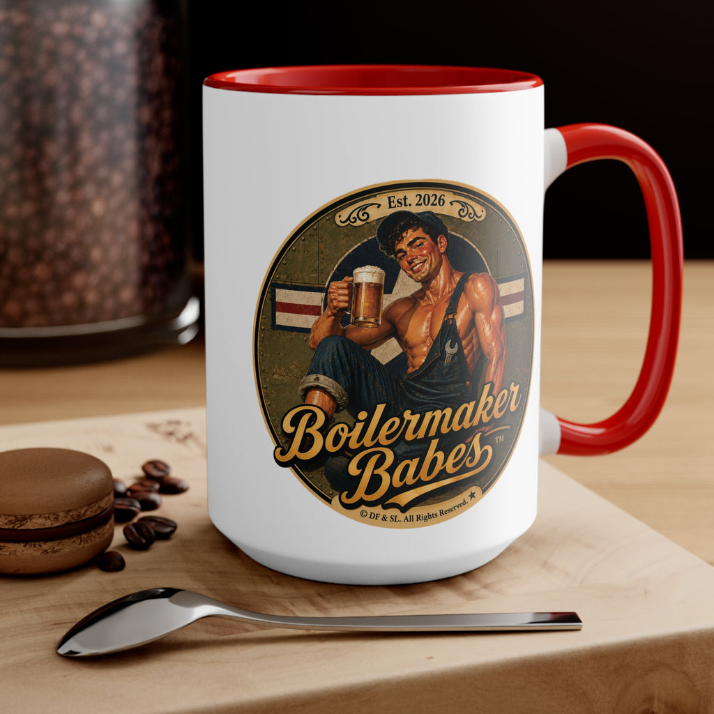 Mecham! (M) – 15oz. Accent Mug - Boilermaker Babes ™ Vintage Style Pin-Up Art