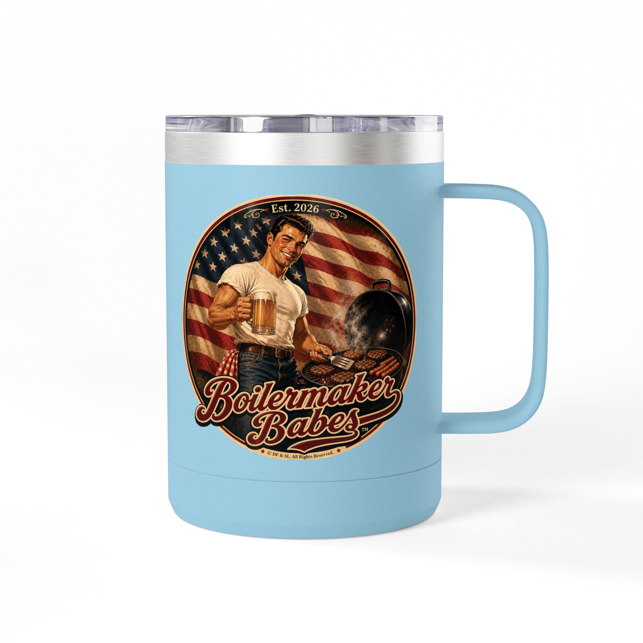 250! (M) – 15oz. Insulated Mug - Boilermaker Babes ™ Vintage Style Pin-Up Art