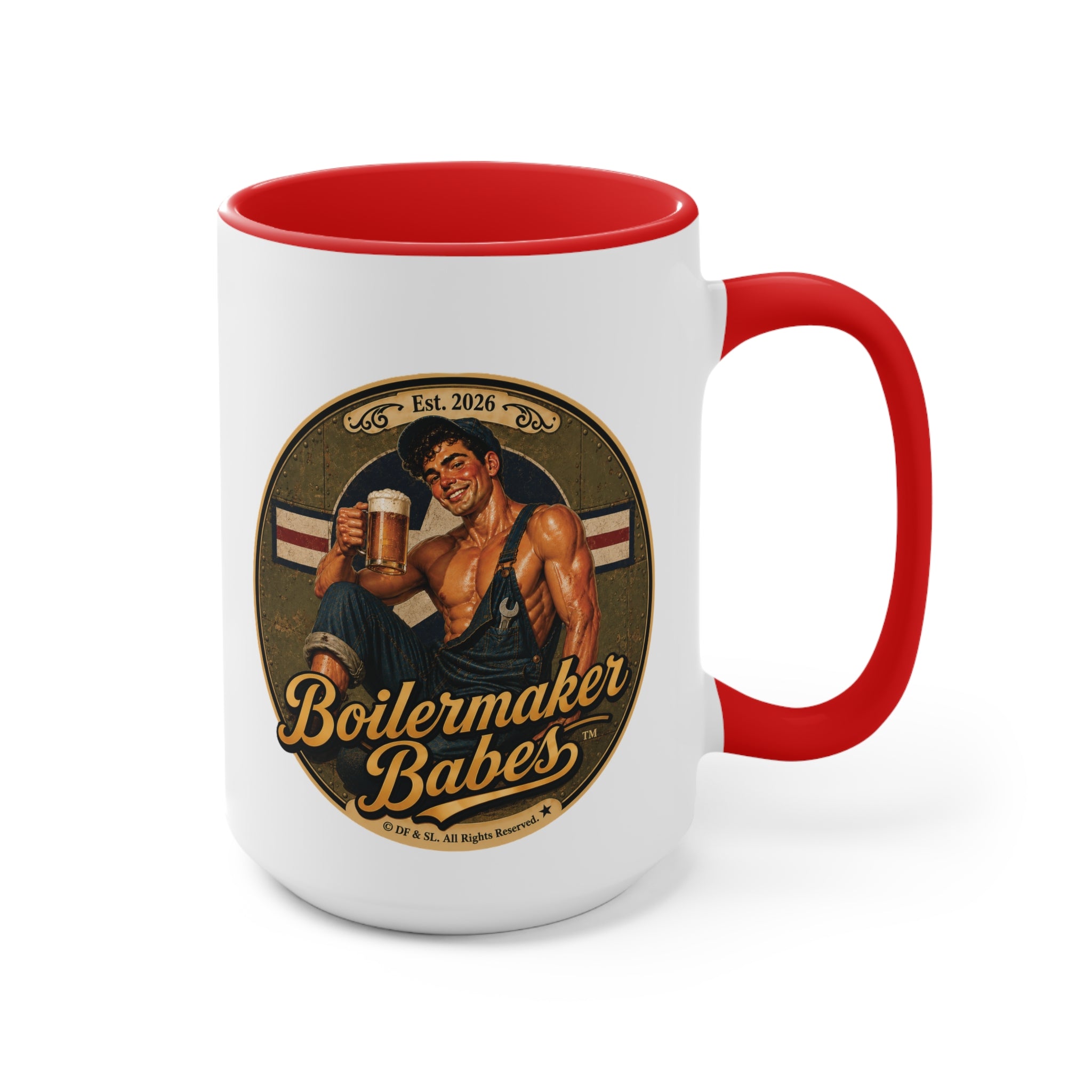 Mecham! (M) – 15oz. Accent Mug - Boilermaker Babes ™ Vintage Style Pin-Up Art