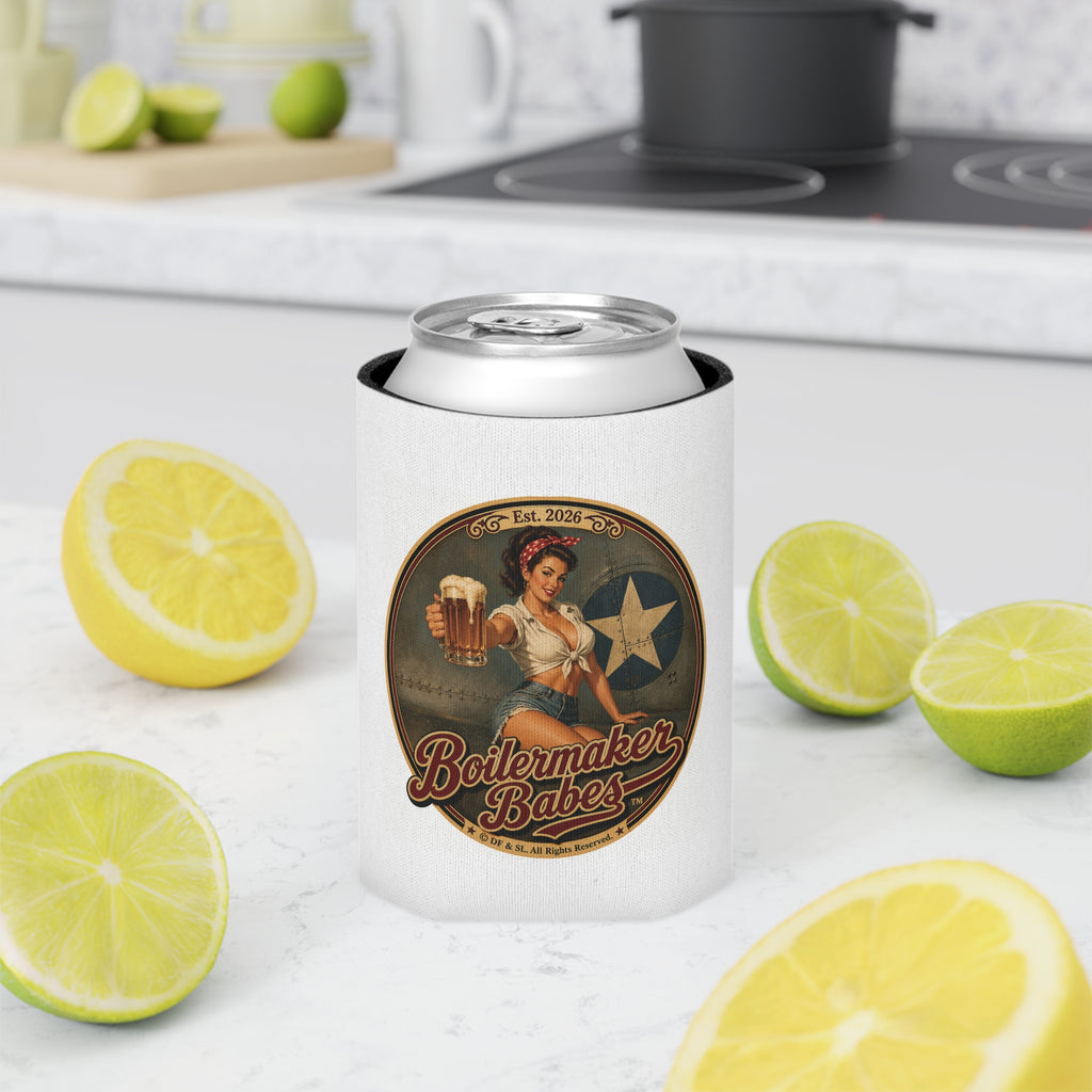 Rivets! (F) – Can Sleeve - Boilermaker Babes ™ Vintage Style Pin-Up Art