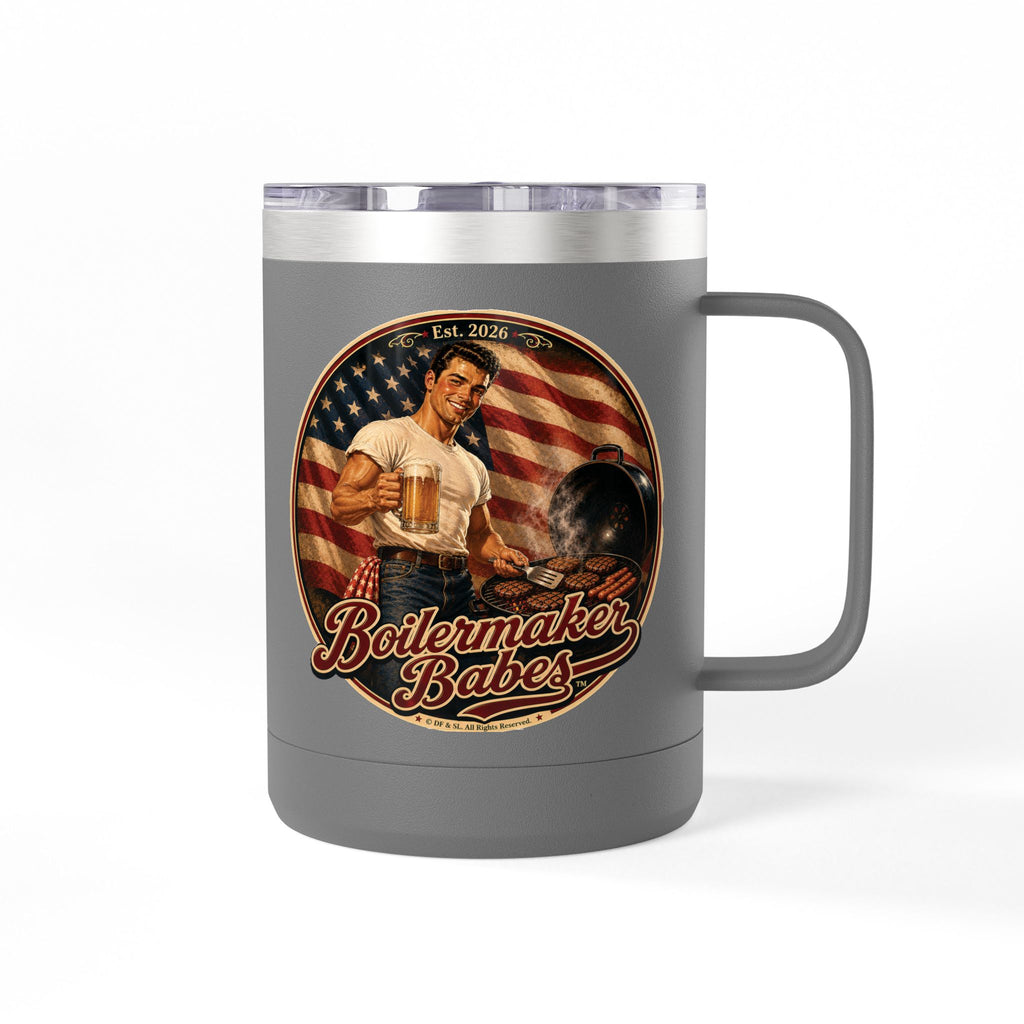 250! (M) – 15oz. Insulated Mug - Boilermaker Babes ™ Vintage Style Pin-Up Art