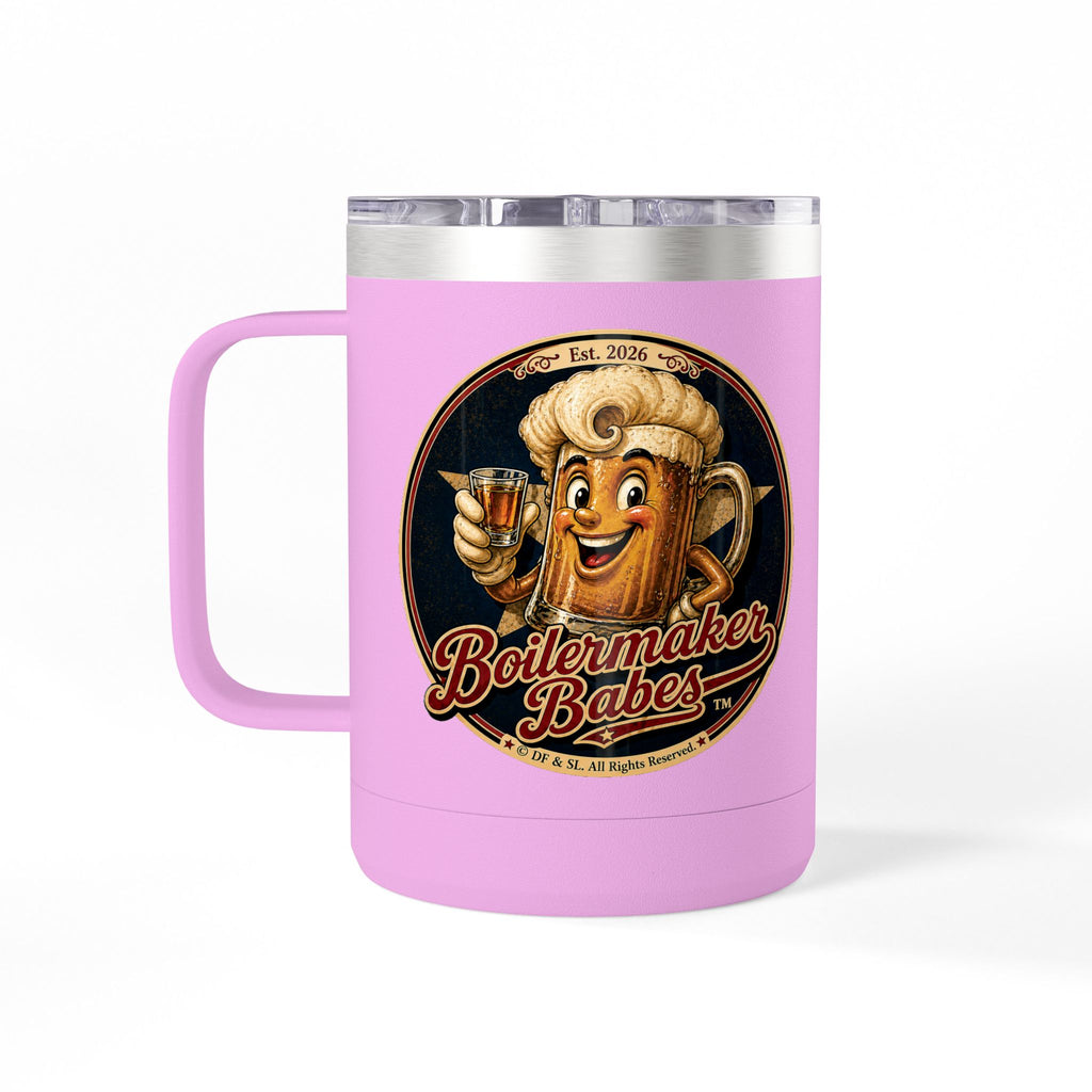 Cowboy Up! (M) – 15oz. Insulated Mug - Boilermaker Babes ™ Vintage Style Pin-Up Art