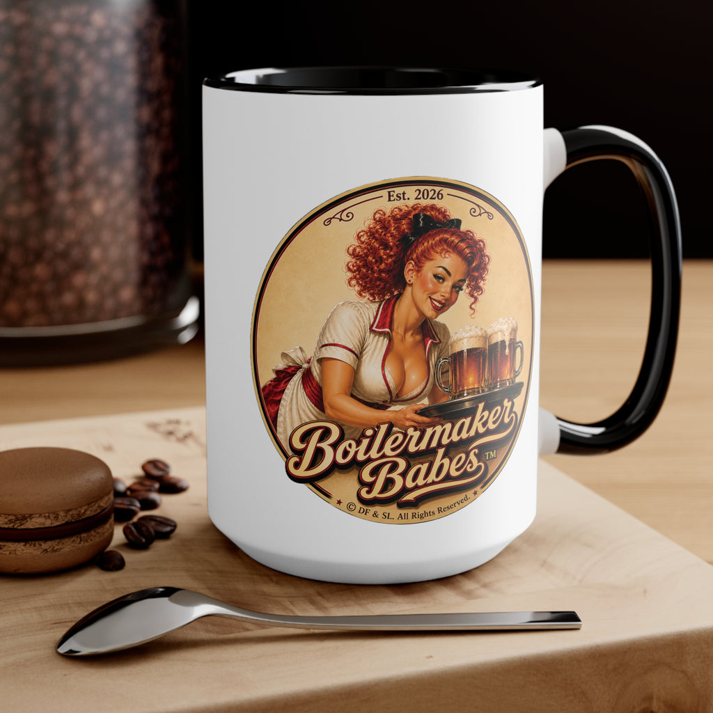 BB! (F) – 15oz. Accent Mug - Boilermaker Babes ™ Vintage Style Pin-Up Art