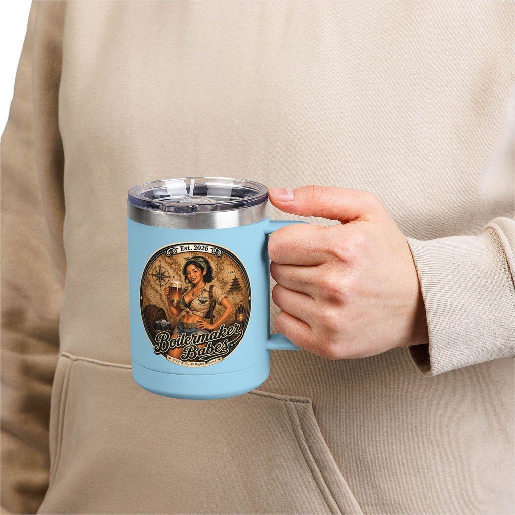 Xplore! (F) – 15oz. Insulated Mug - Boilermaker Babes ™ Vintage Style Pin-Up Art