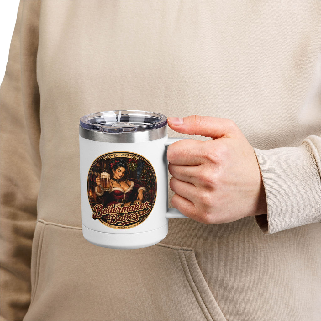 Sati! (F) – 15oz. Insulated Mug - Boilermaker Babes ™ Vintage Style Pin-Up Art