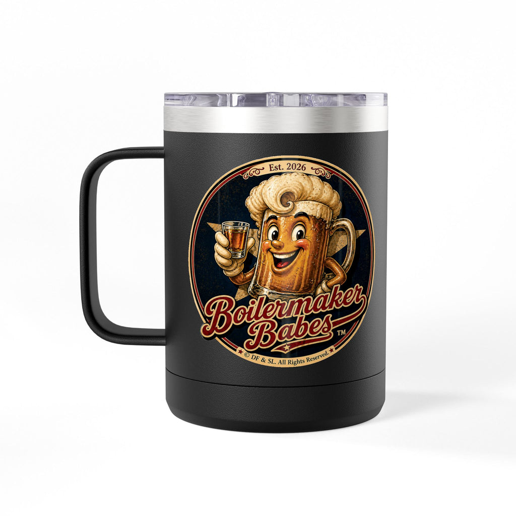 250! (M) – 15oz. Insulated Mug - Boilermaker Babes ™ Vintage Style Pin-Up Art