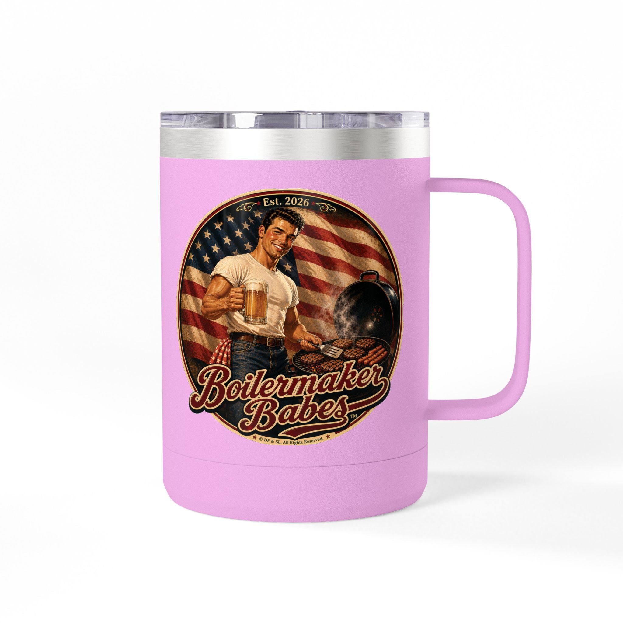 250! (M) – 15oz. Insulated Mug - Boilermaker Babes ™ Vintage Style Pin-Up Art