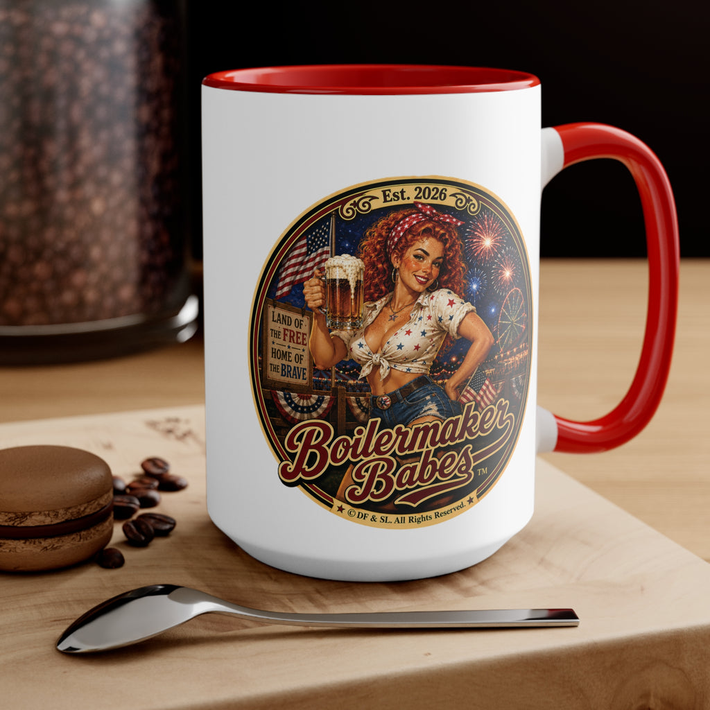 250! (F) – 15oz. Accent Mug - Boilermaker Babes ™ Vintage Style Pin-Up Art