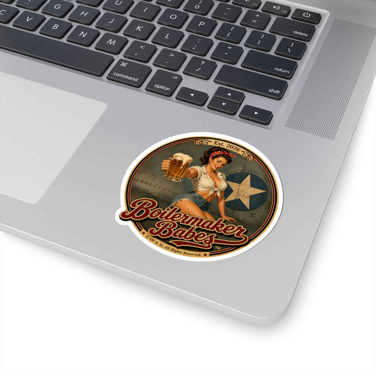 Rivets! (F) - Boilermaker Babes ™   — Retro Patriotic Pin-Up Vinyl Custom Cut Sticker