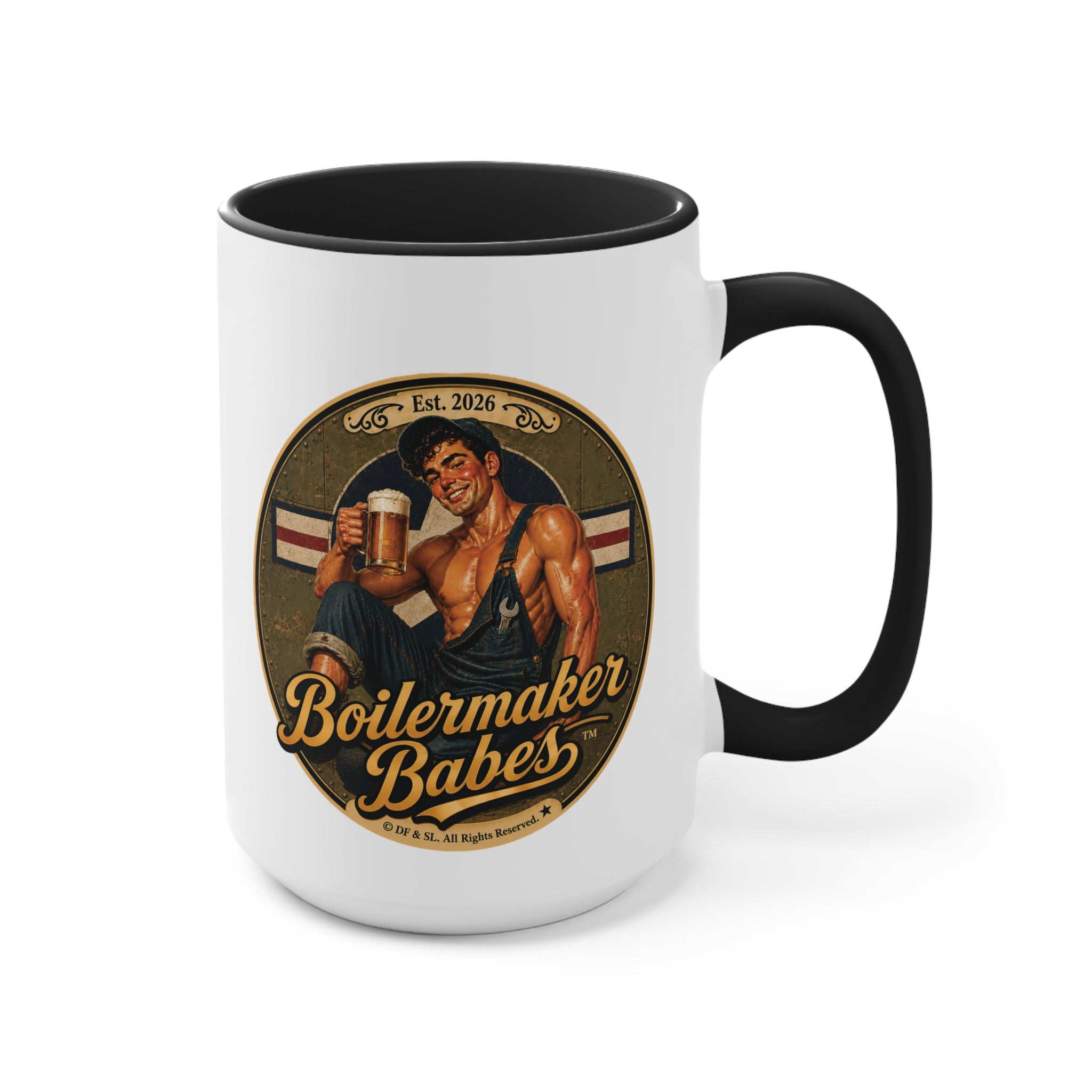 Mecham! (M) – 15oz. Accent Mug - Boilermaker Babes ™ Vintage Style Pin-Up Art