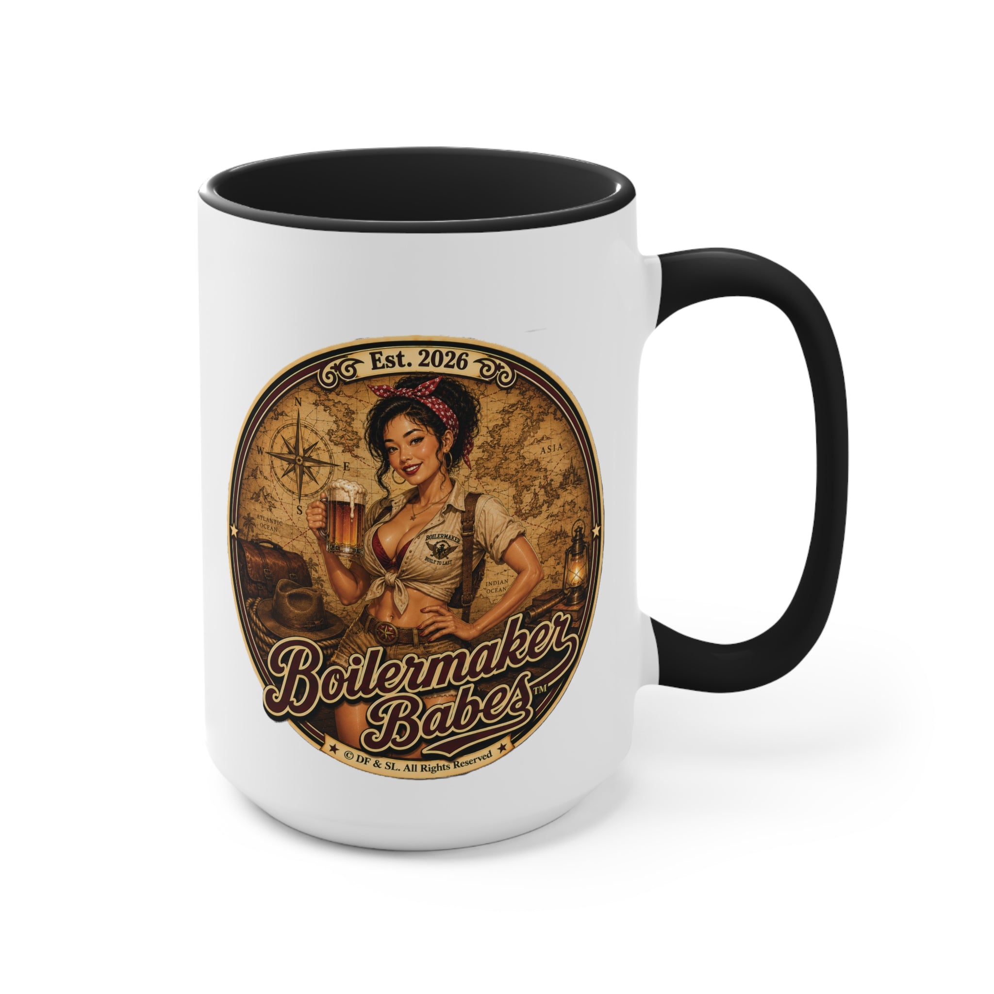 Xplore! (F) – 15oz. Accent Mug - Boilermaker Babes ™ Vintage Style Pin-Up Art