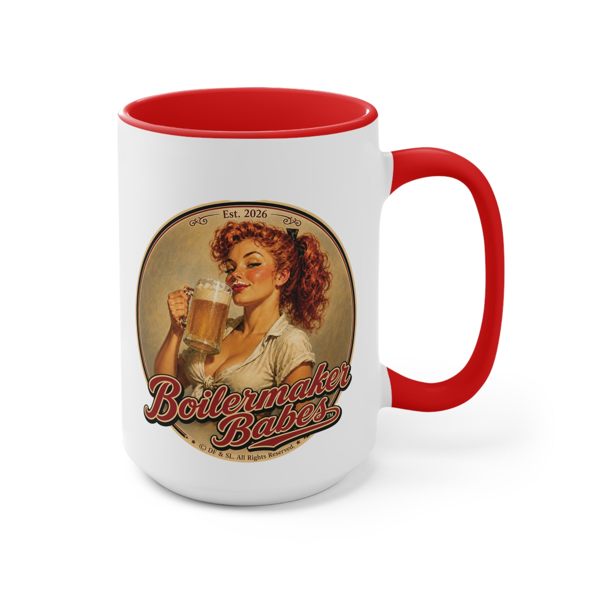 Thursti! (F) – 15oz. Accent Mug - Boilermaker Babes ™ Vintage Style Pin-Up Art
