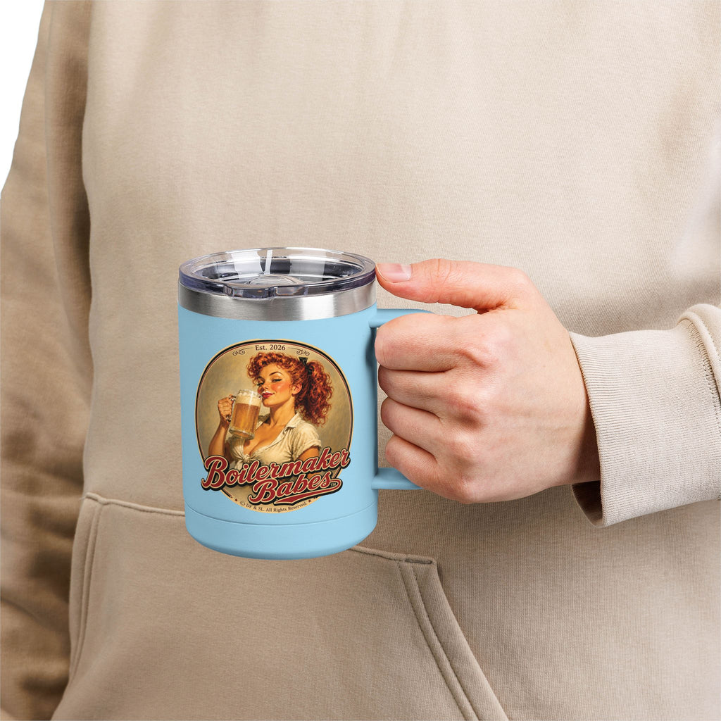 Thursti! (F) – 15oz. Insulated Mug - Boilermaker Babes ™ Vintage Style Pin-Up Art