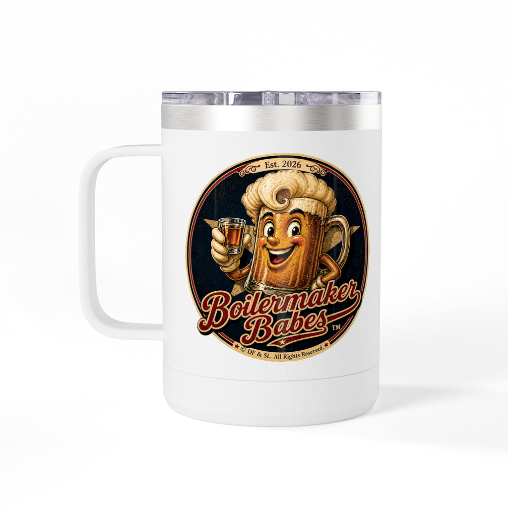 250! (M) – 15oz. Insulated Mug - Boilermaker Babes ™ Vintage Style Pin-Up Art