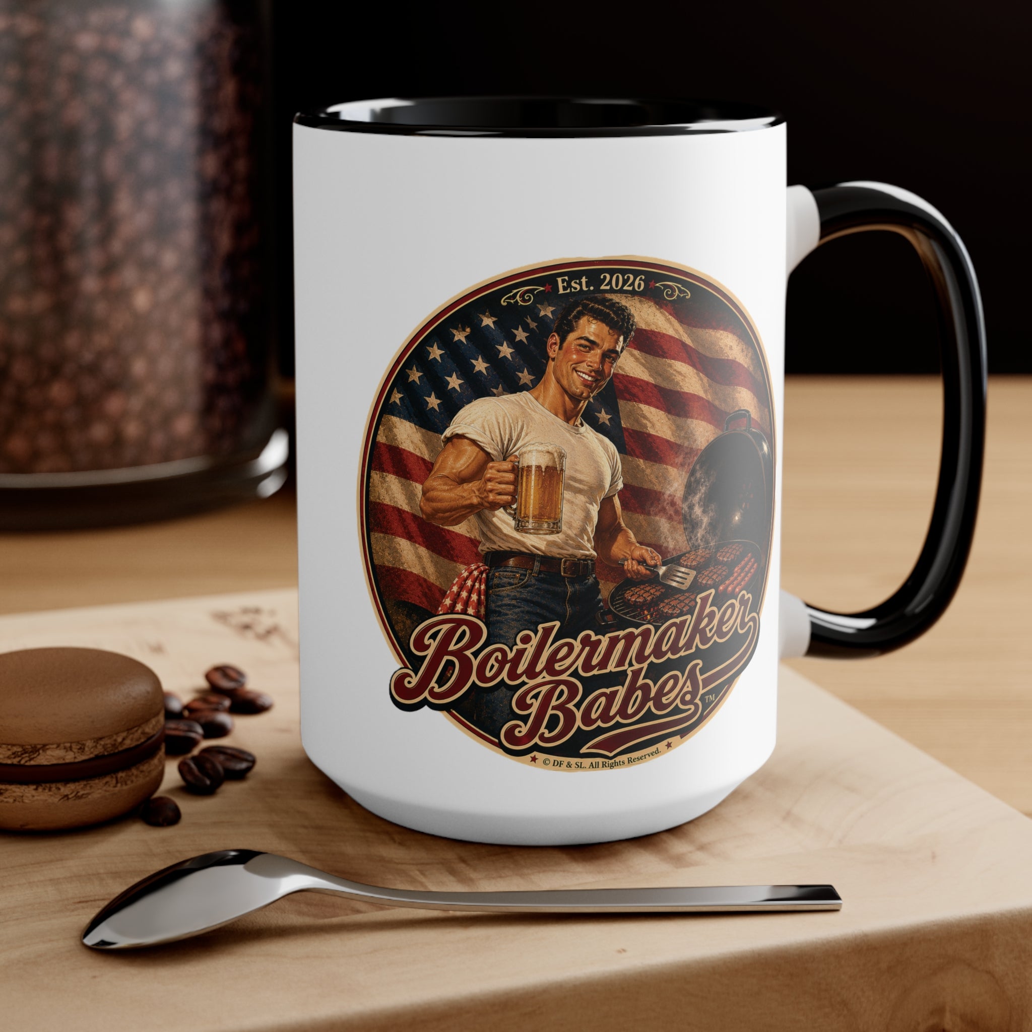 250! (M) – 15oz. Accent Mug - Boilermaker Babes ™ Vintage Style Pin-Up Art