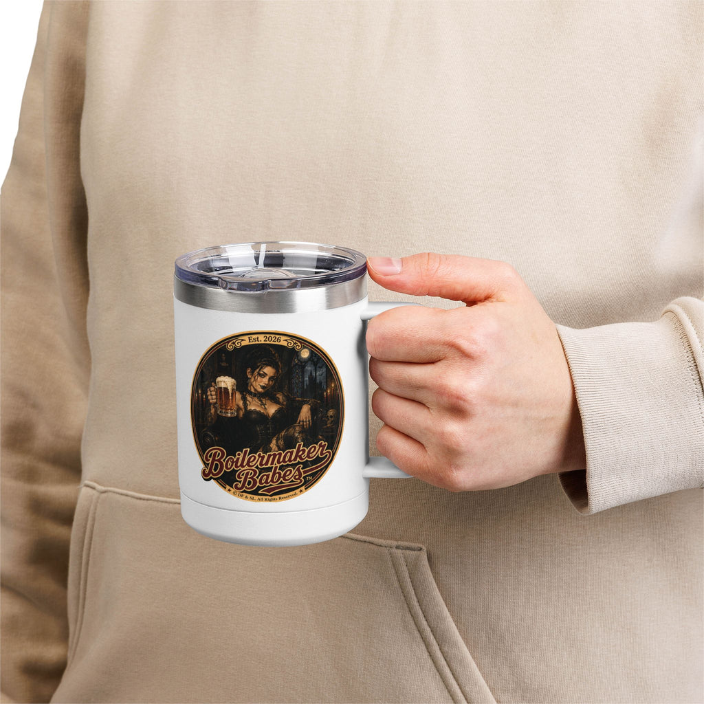 Spooki! (F) – 15oz. Insulated Mug - Boilermaker Babes ™ Vintage Style Pin-Up Art