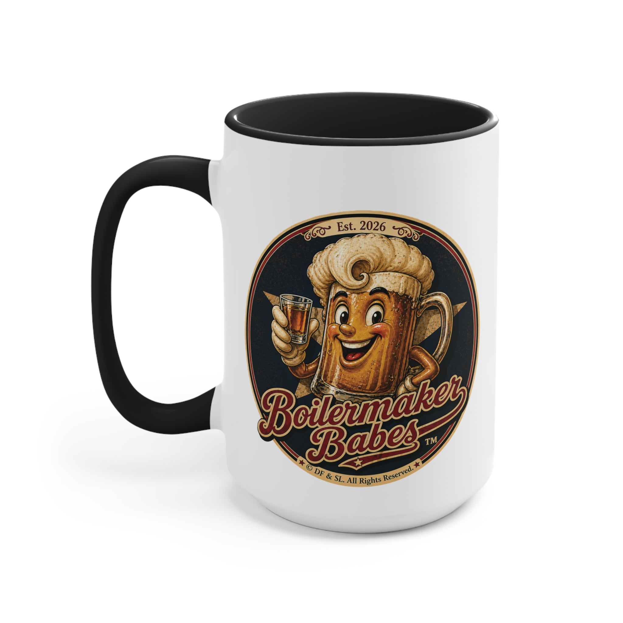 Cowboy Up! (M) – 15oz. Accent Mug - Boilermaker Babes ™ Vintage Style Pin-Up Art