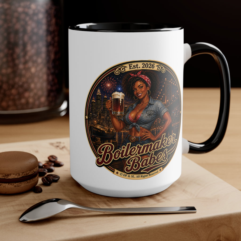 Docke! (F) – 15oz. Accent Mug - Boilermaker Babes ™ Vintage Style Pin-Up Art