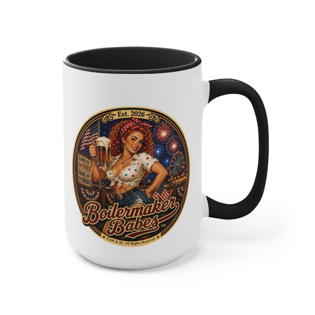 250! (F) – 15oz. Accent Mug - Boilermaker Babes ™ Vintage Style Pin-Up Art