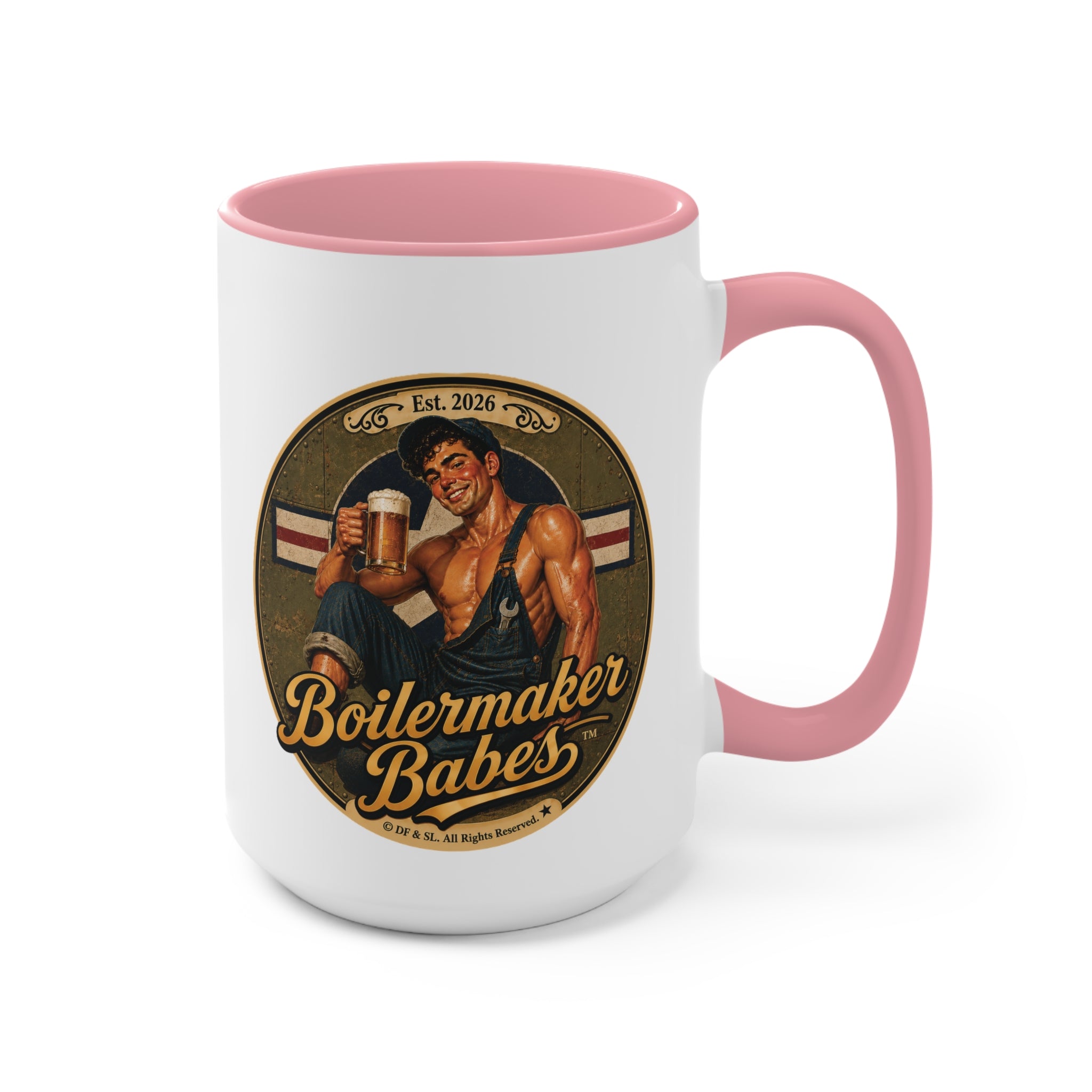 Mecham! (M) – 15oz. Accent Mug - Boilermaker Babes ™ Vintage Style Pin-Up Art