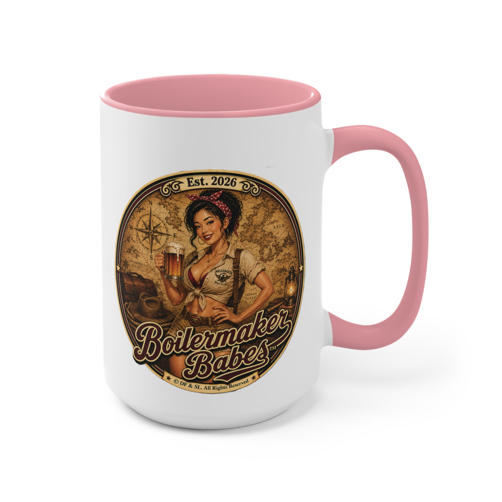 Xplore! (F) – 15oz. Accent Mug - Boilermaker Babes ™ Vintage Style Pin-Up Art