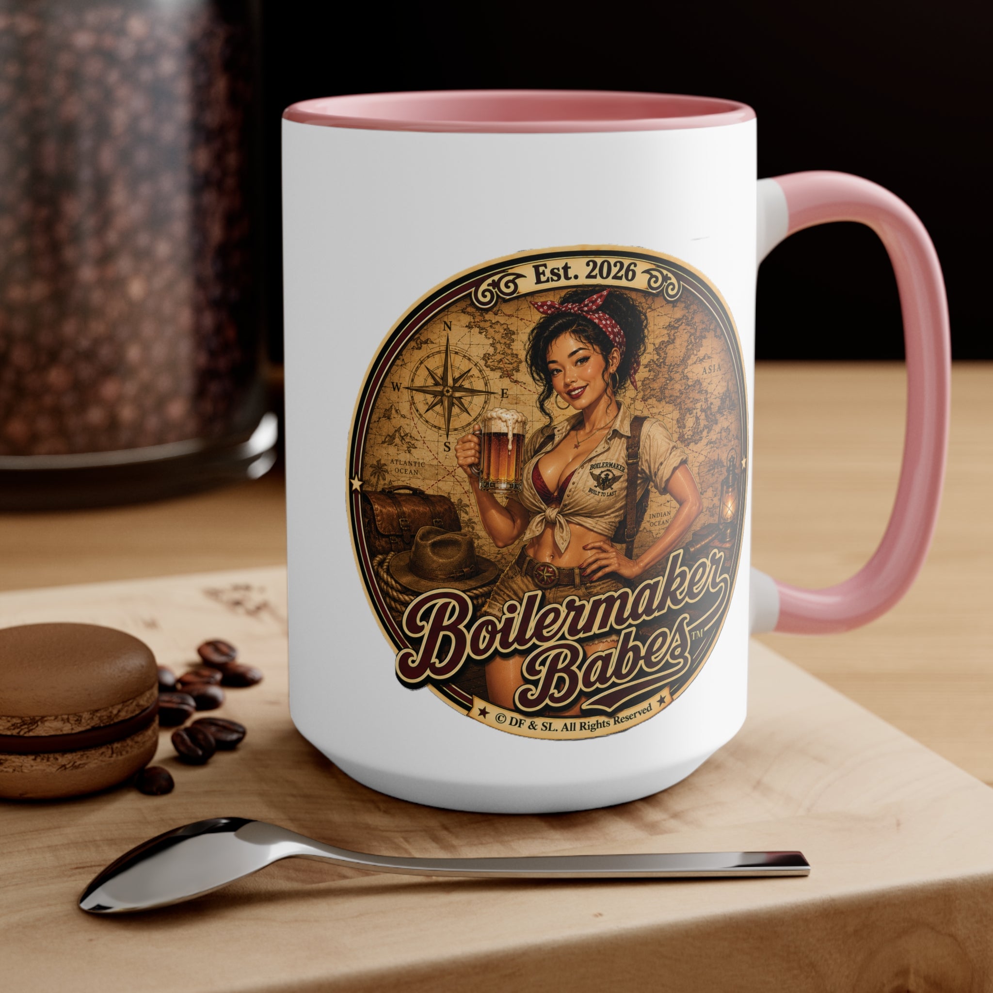 Xplore! (F) – 15oz. Accent Mug - Boilermaker Babes ™ Vintage Style Pin-Up Art